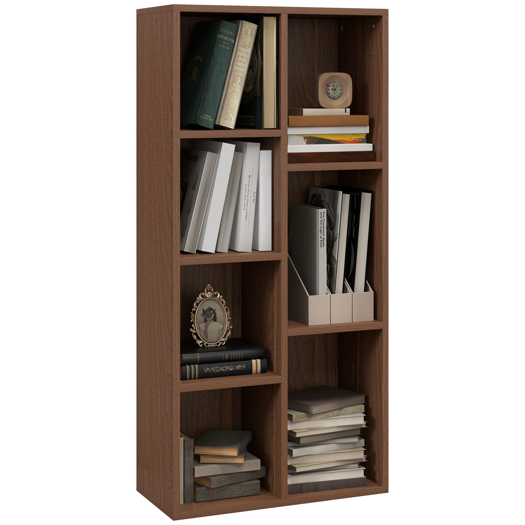  Biblioteca cu 7 Suporturi Diferite, 50x24x106 cm, Maro Rustic [0]
