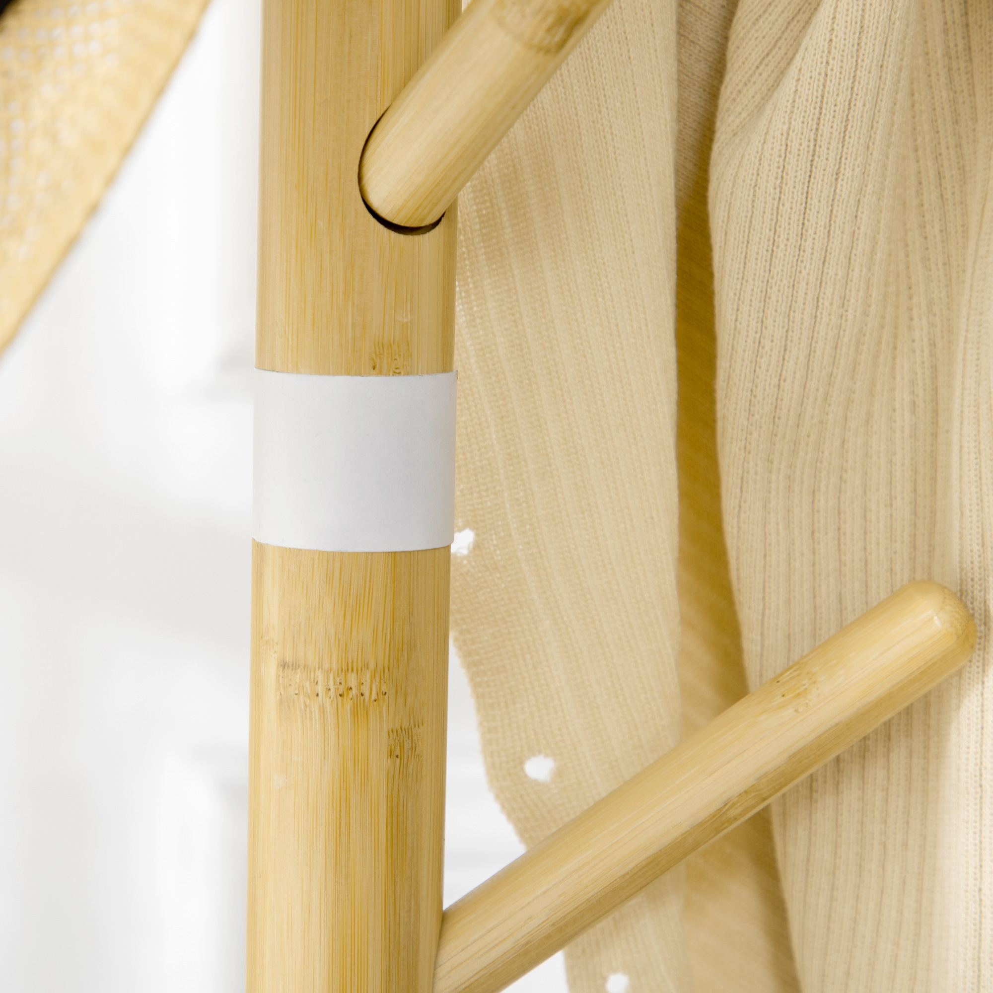  Cuier Vertical cu 8 Carlige cu Baza Rotunda din Bambus, Lemn si Metal, Ø37,8x175,6 cm, Lemn Natural [8]