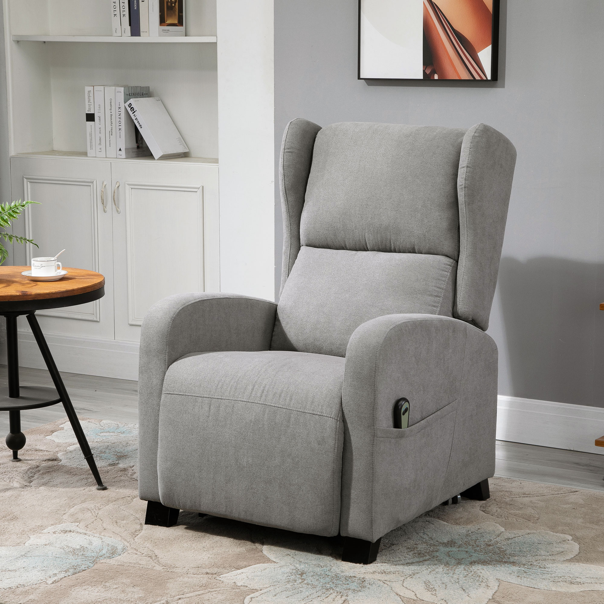  Fotoliu Rabatabil inalt cu Rotite si Telecomanda, Gri [1]