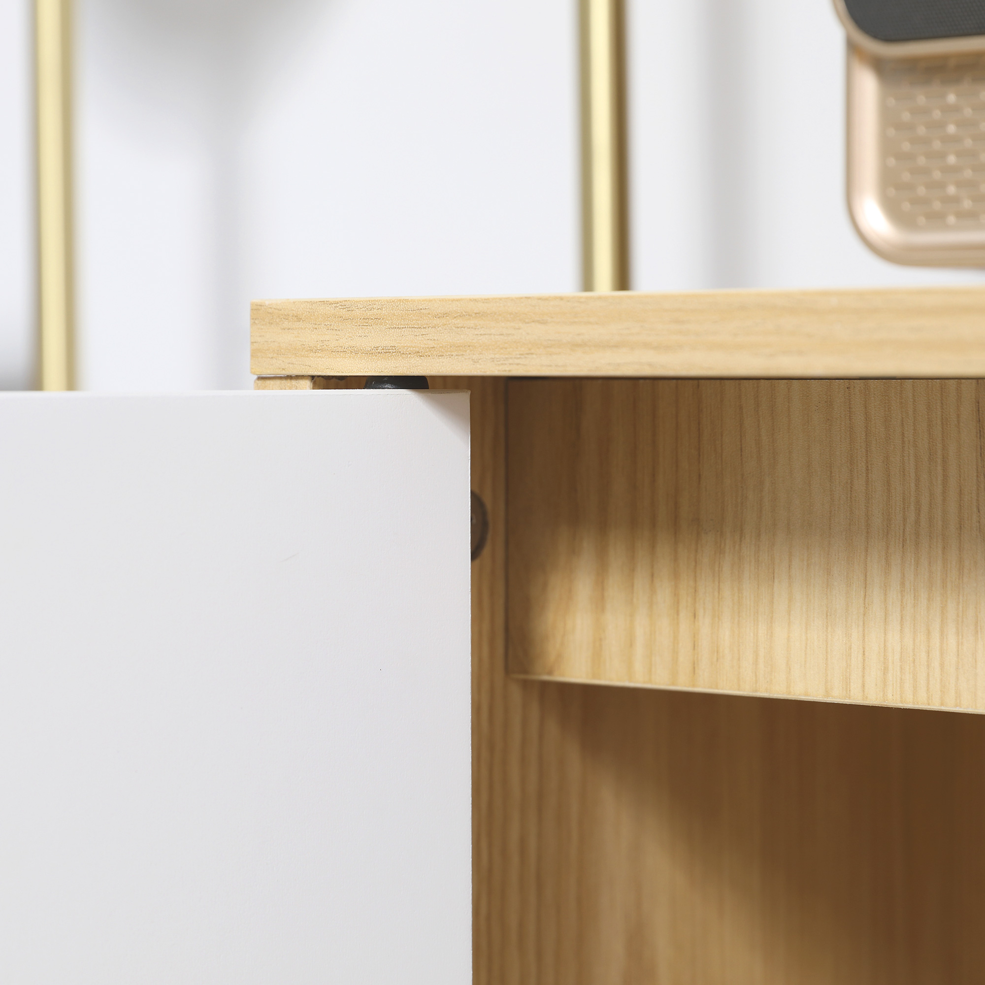  Dulap Modern Depozitare - Rafturi Reglabile, Alb & Lemn Natural [8]