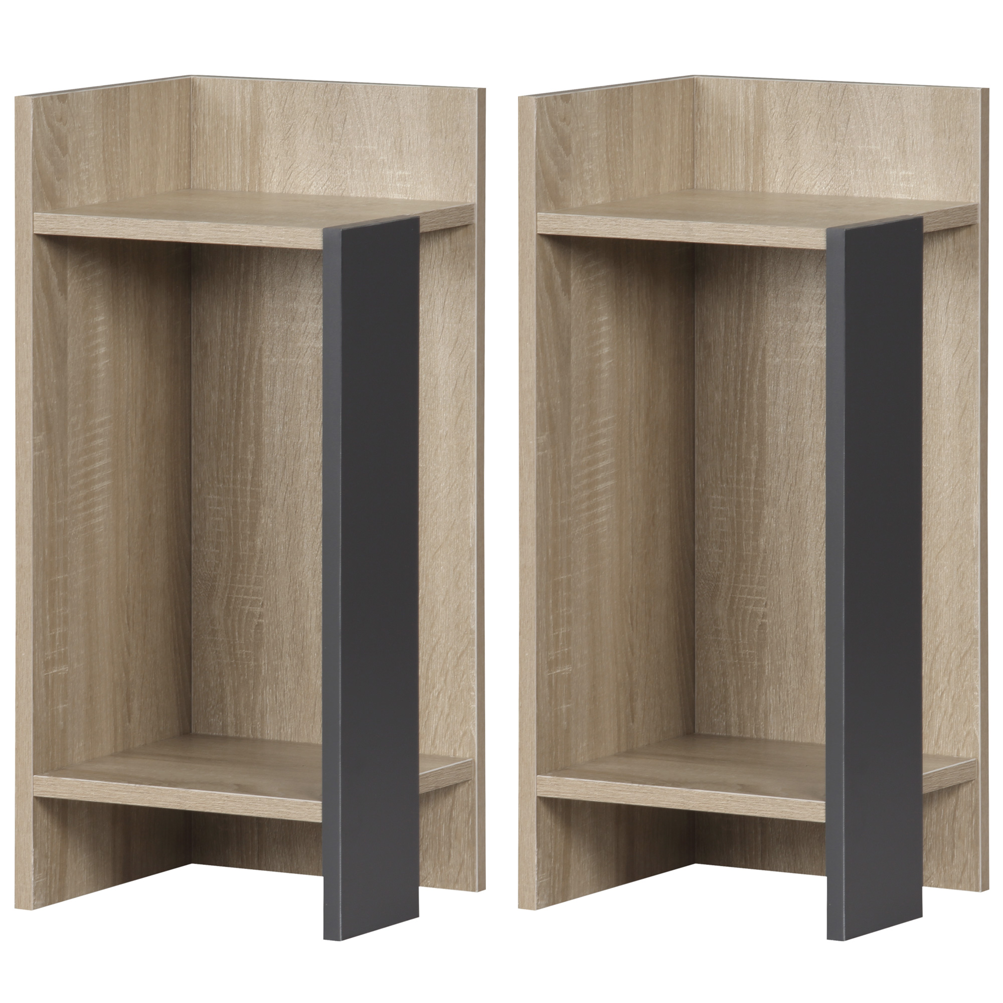  Set 2 Noptiere Moderne - Gri cu Polita Deschisa [8]