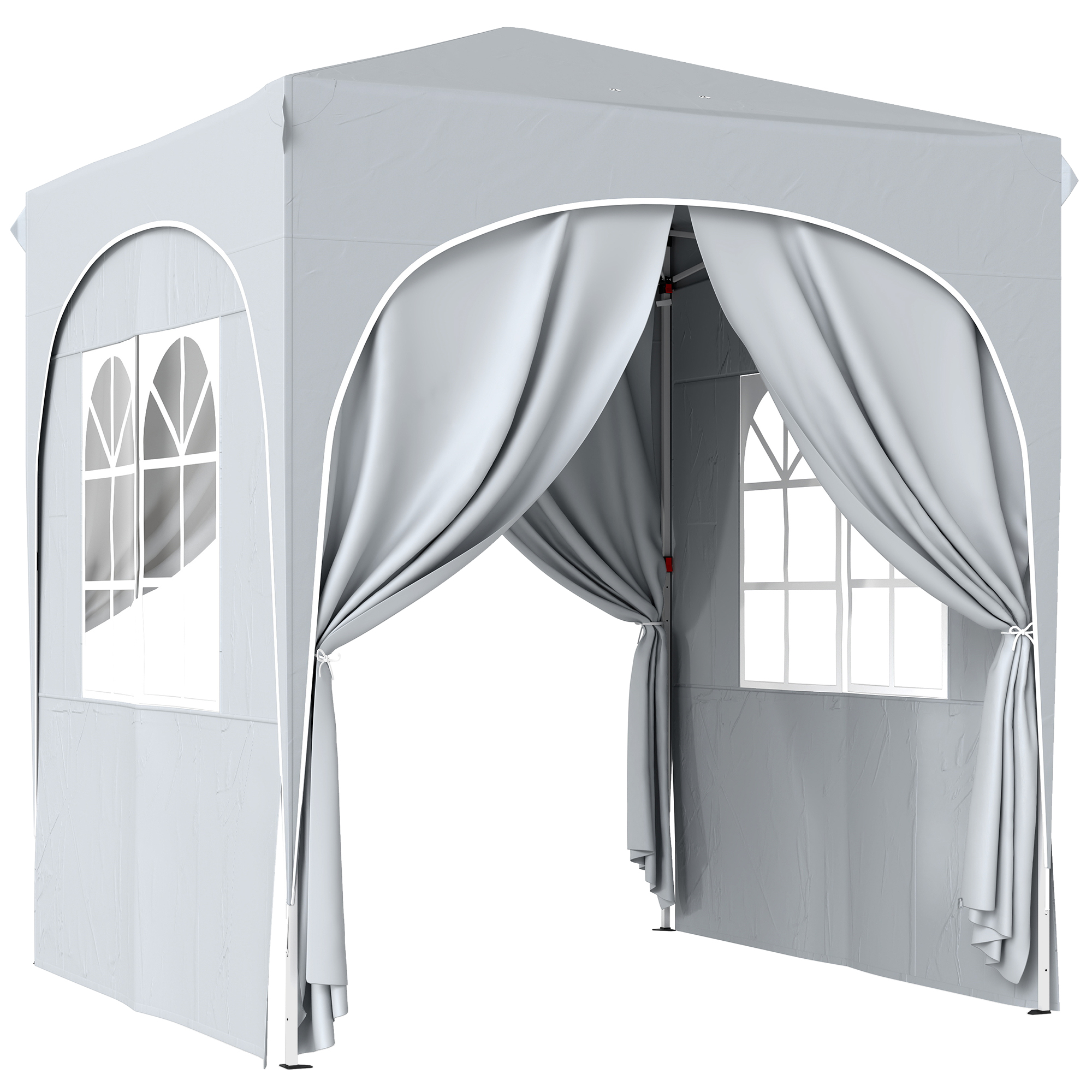 Gradina & balcon -  Pavilion pliabil 2x2 m, reglabil, cu 4 pereti laterali, din metal si tesatura Oxford gri deschis