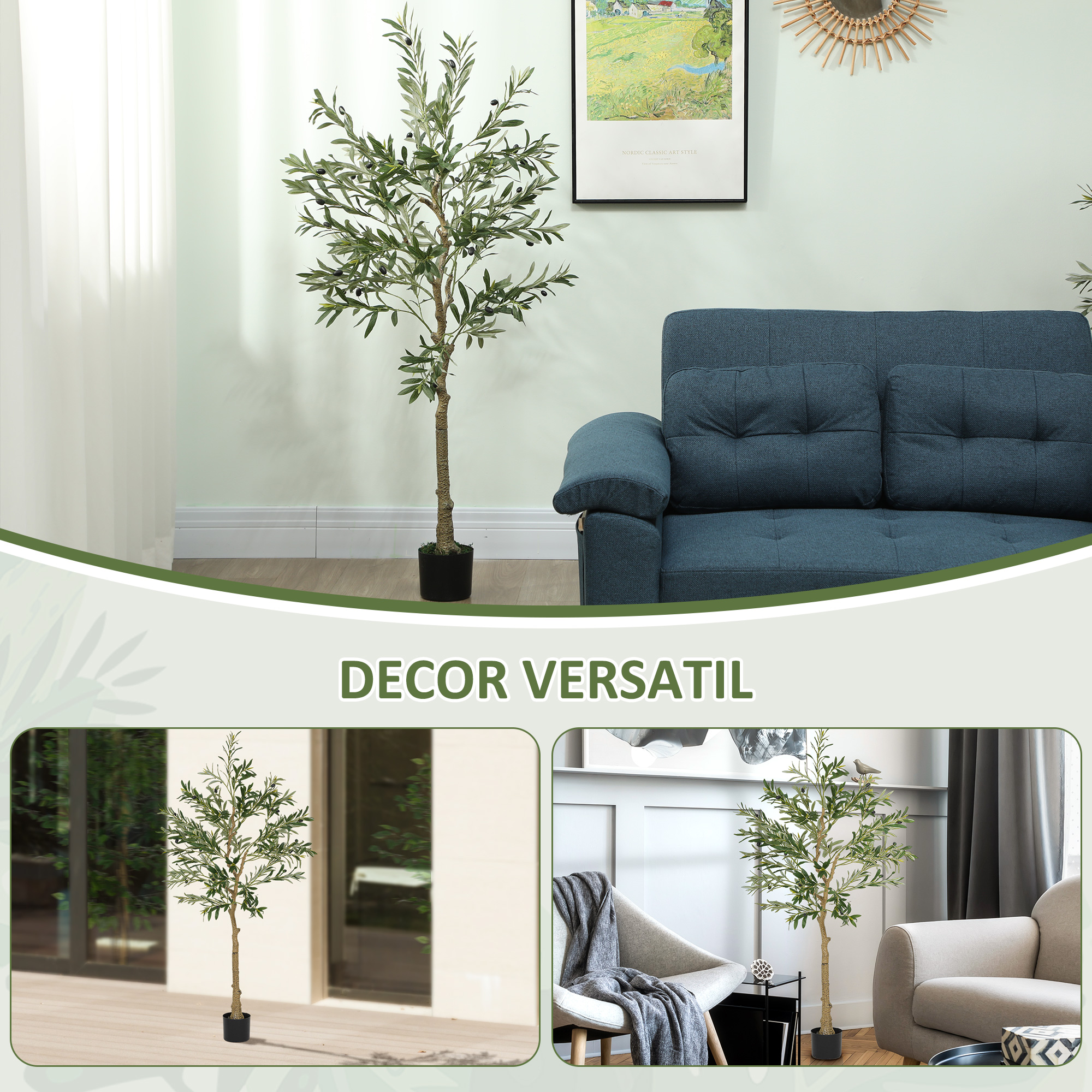  Planta Artificiala Maslin 150 cm cu 720 Frunze, 32 Masline si Ghiveci [7]
