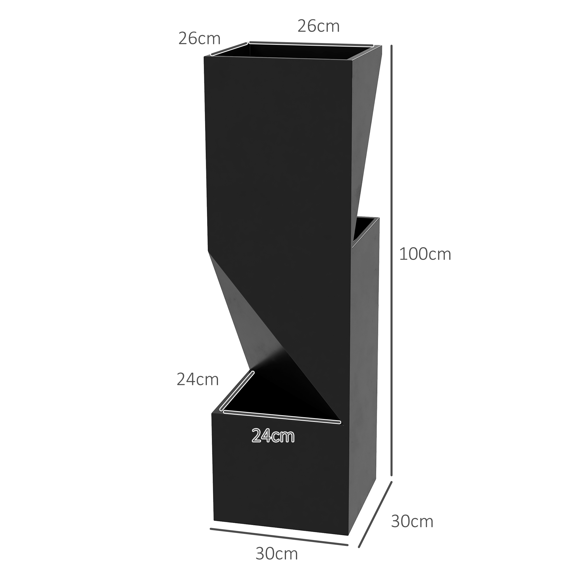  Jardiniera inalta 100cm cu 3 zone de plantare, Negru [2]