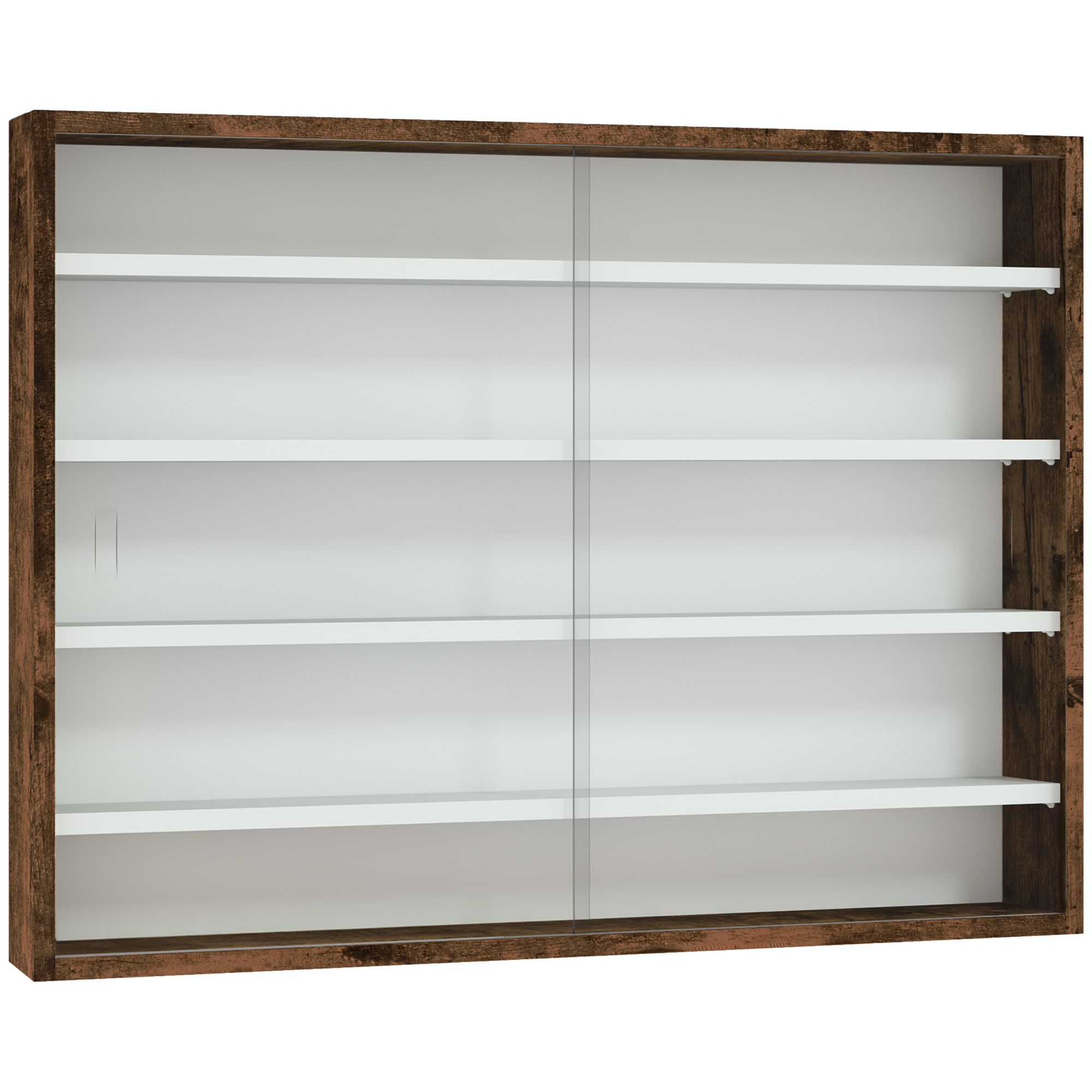 Living & hol -  Dulap Vitrina de Perete cu 2 Usi din Sticla si 4 Rafturi Reglabile, Maro