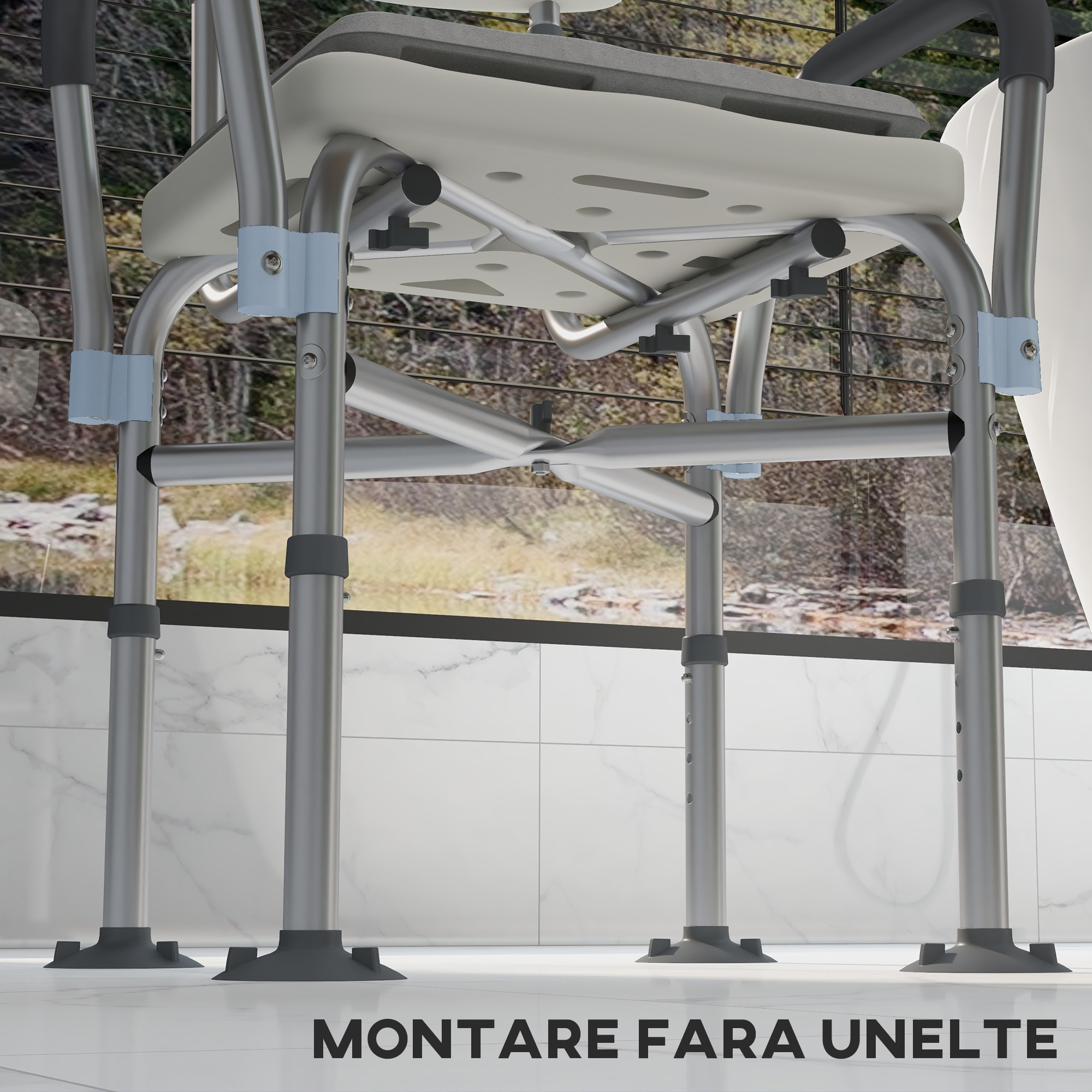  Scaun Dus - Aluminiu Reglabil, Spatar & Perna Captusita [4]