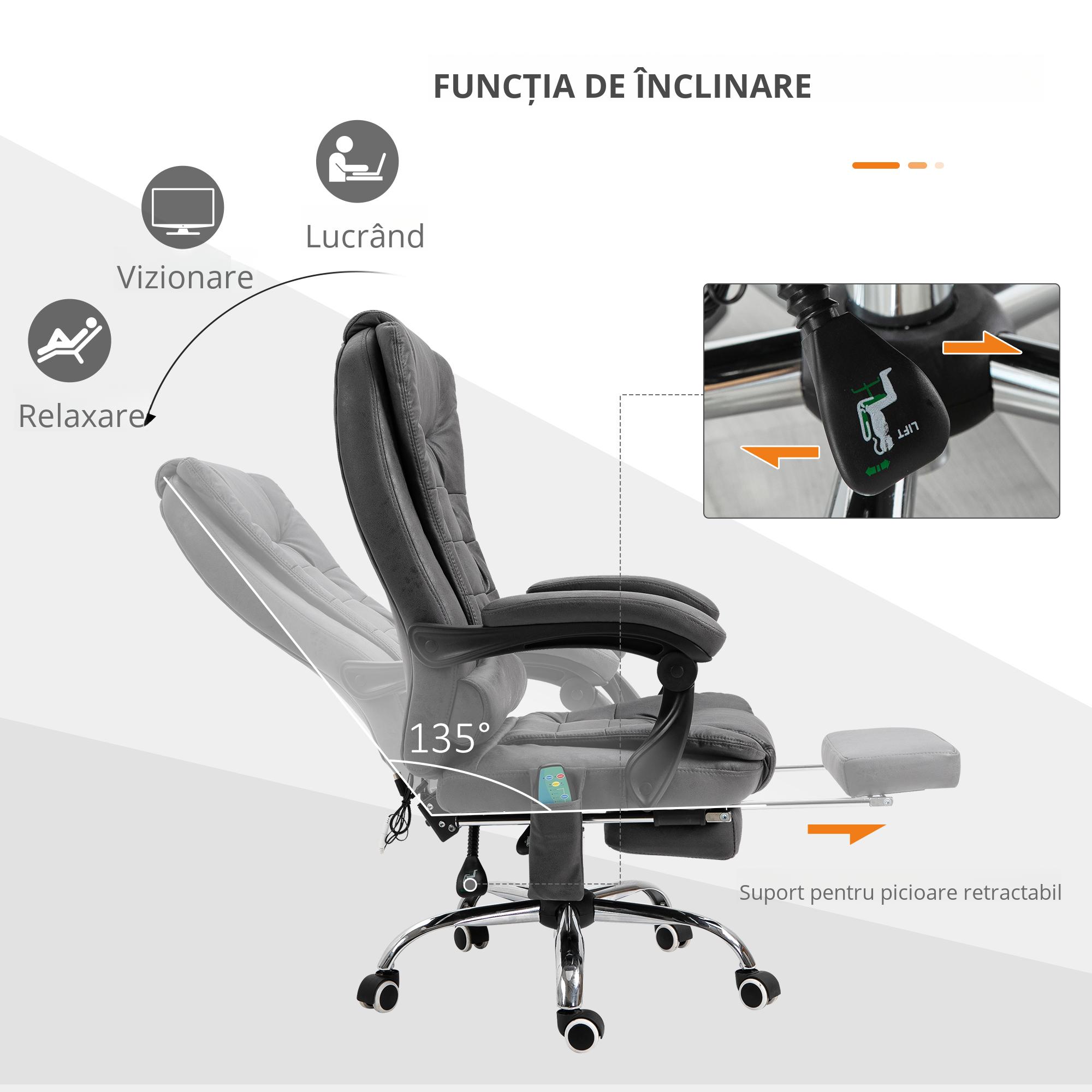  Scaun de Birou Rabatabil cu Masaj si incalzire, inaltime Reglabila, Gri [3]