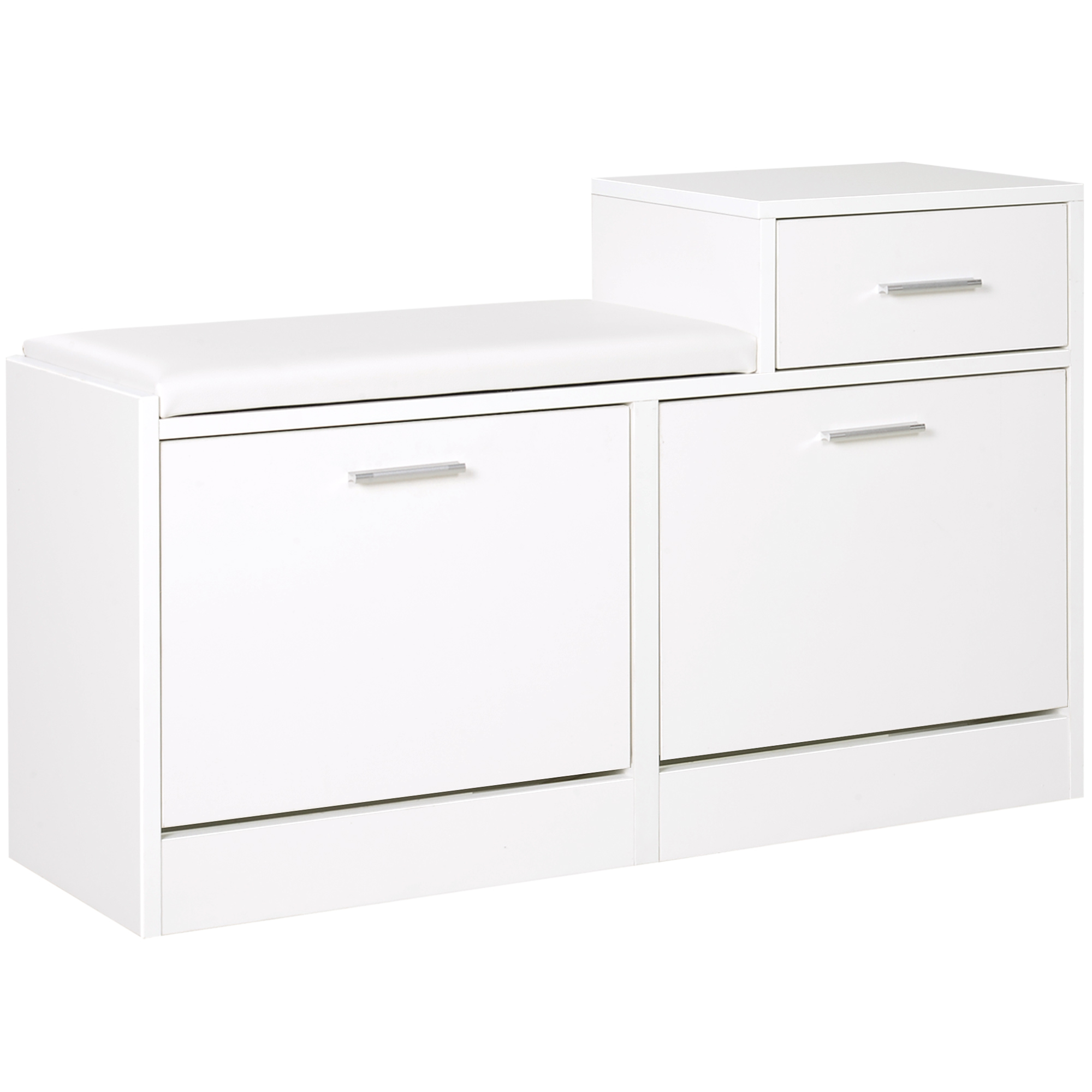 Living & hol -  Dulap Modern pentru incaltaminte cu Banca Imbottita pentru 12 Perechi de Pantofi Lemn Alb