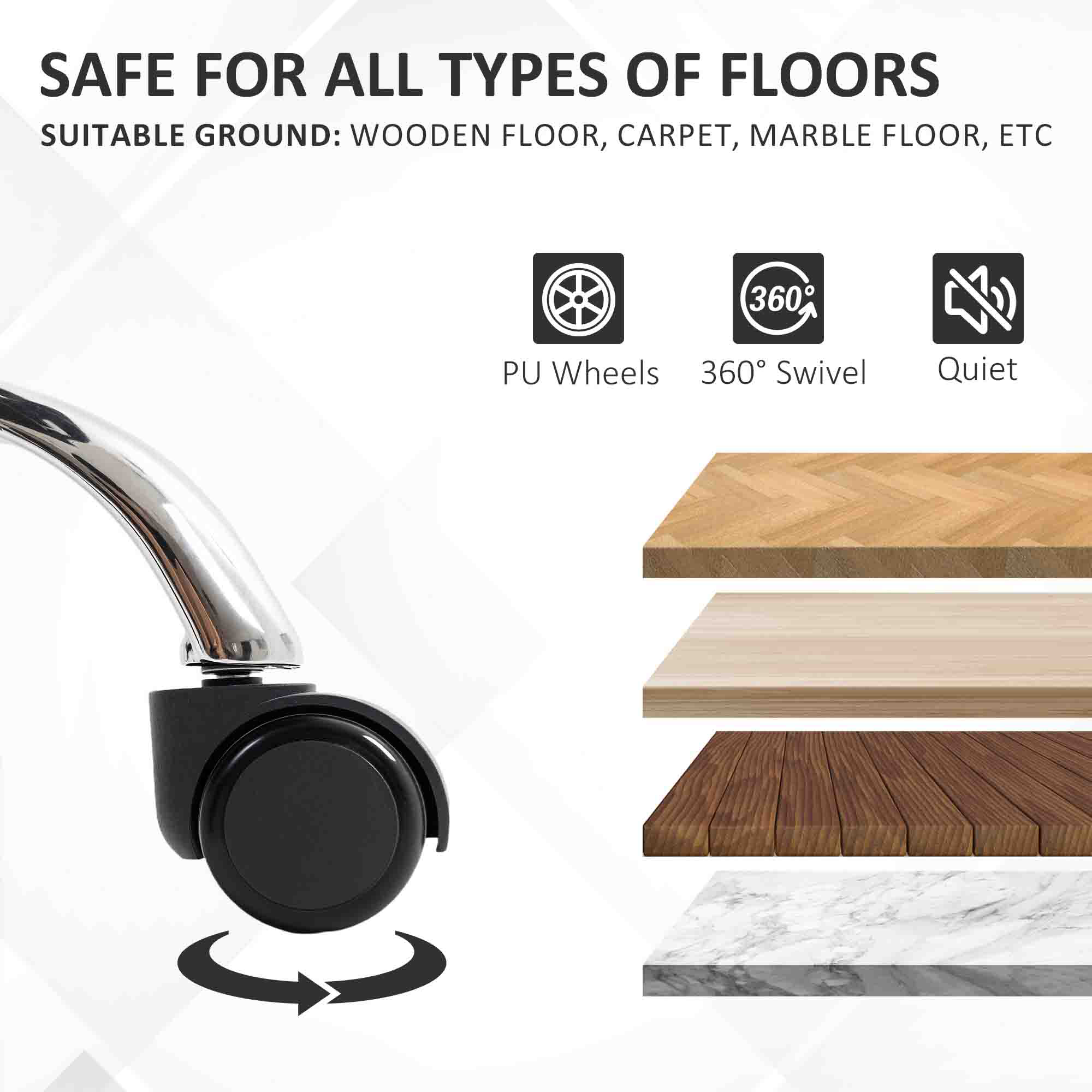  Scaun de birou rabatabil cu suport pentru picioare retractabil, din piele PU, capacitate de 120 kg, negru [7]