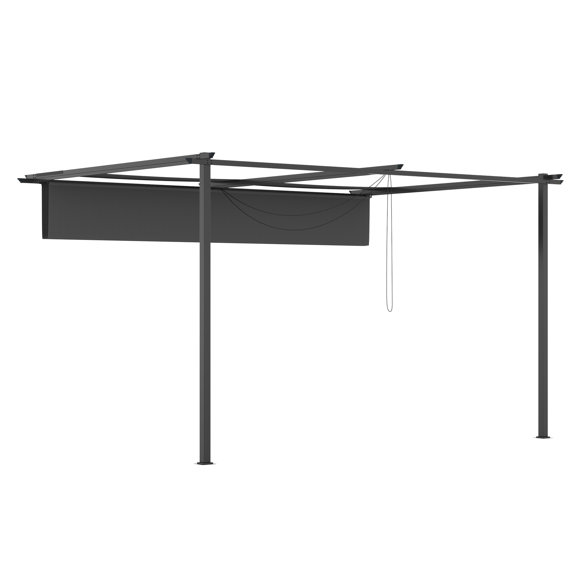  Foisor tip pergola din otel si poliester cu acoperis de protectie culisant, suruburi si carlige incluse, 390x290x220 cm, gri [8]