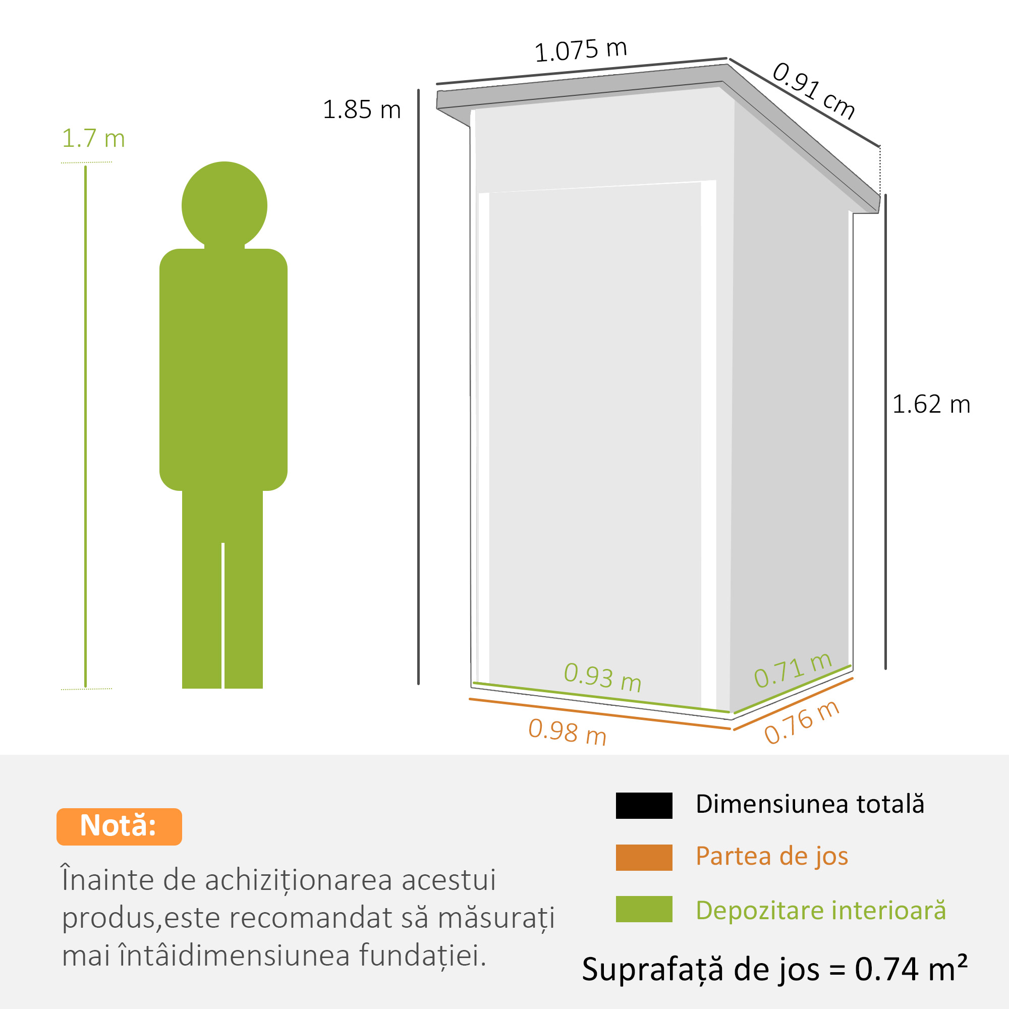  Magazie de Gradina 0,74m² din Otel Galvanizat cu Guri de Aerisire, Magazie cu Usa Blocabila, Acoperis inclinat, Manusi, Depozitare Unelte, 107,5x91x185 cm, Gri inchis [2]