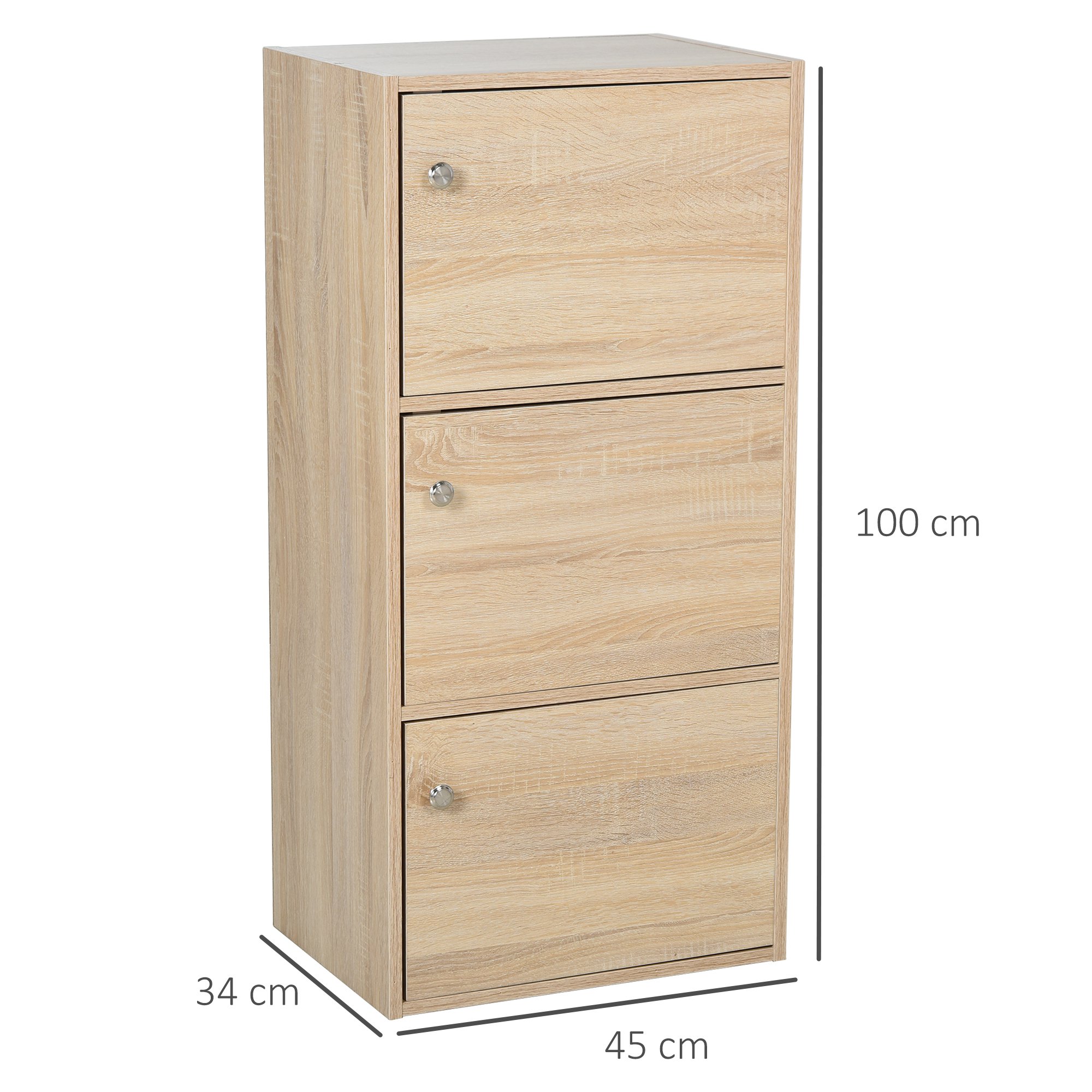  Dulap Multifunctional Lemn Natural - 3 Rafturi & Usi pentru Casa sau Birou [2]