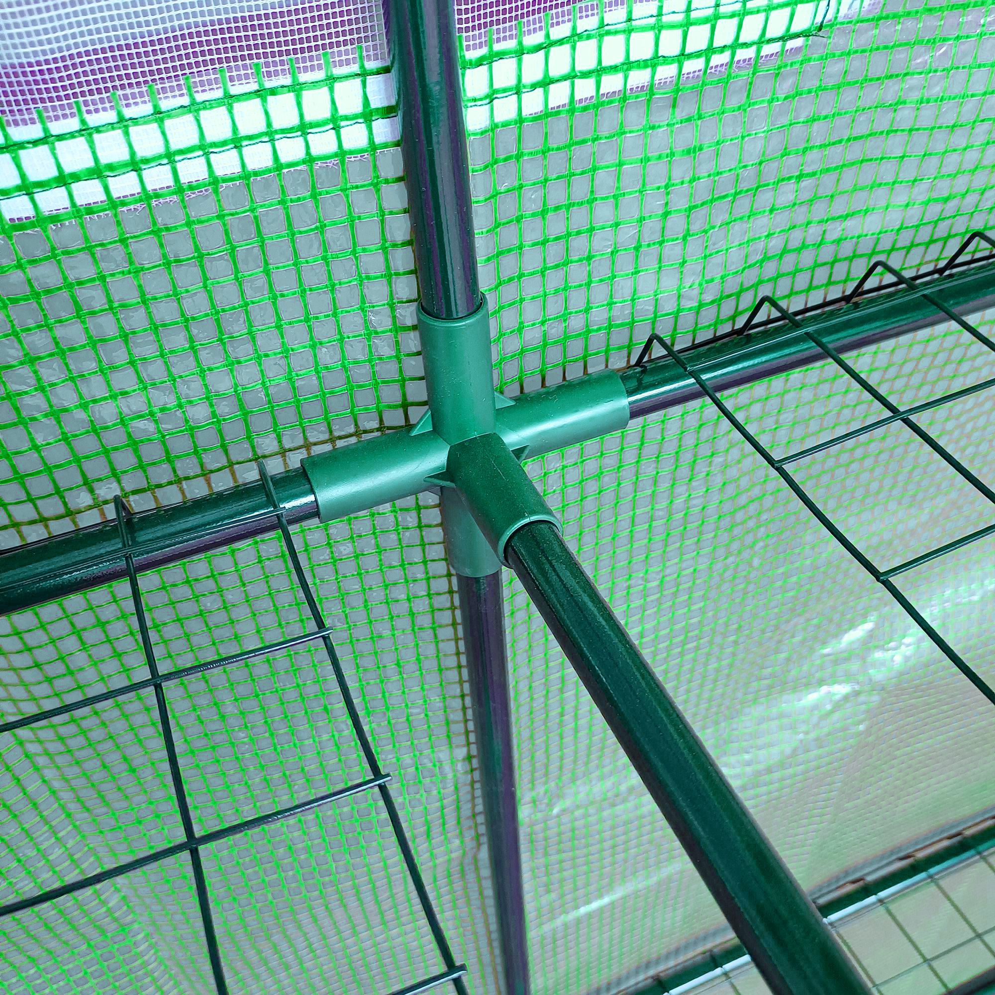  Sera de Perete cu 2 Rafturi pentru Plante si Flori din Otel si PE, 200x100x213cm - Verde [8]