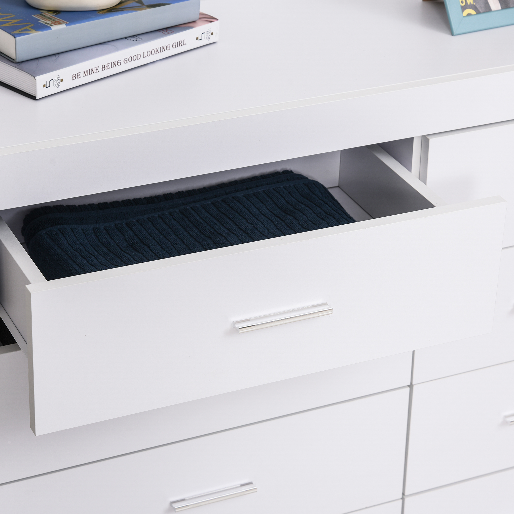  Comoda pentru Casa si Birou in Lemn, Alb, 90x35x73cm [6]