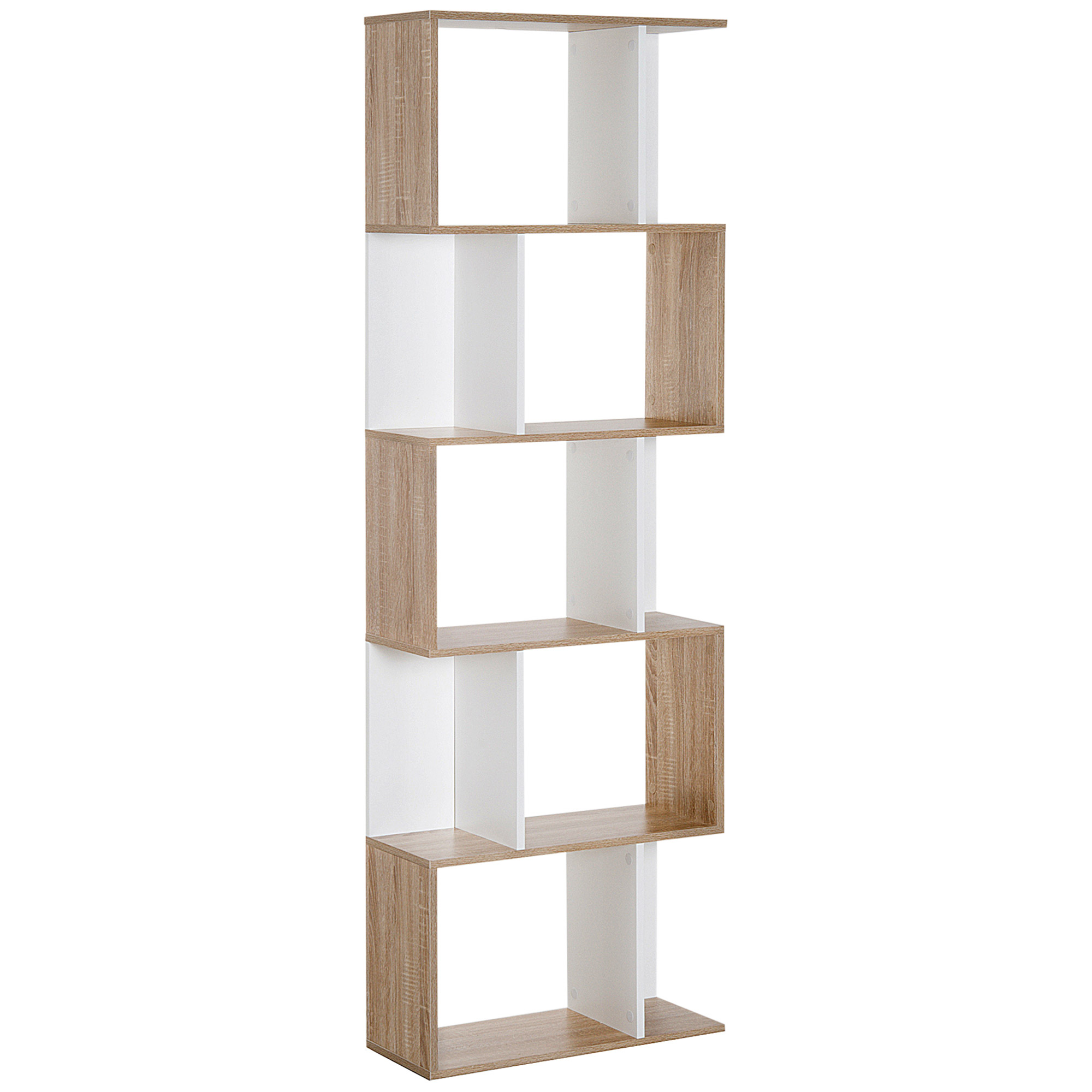 Mobila living -  Biblioteca Perete - 5 Rafturi Lemn Alb 60×24×184,5 cm