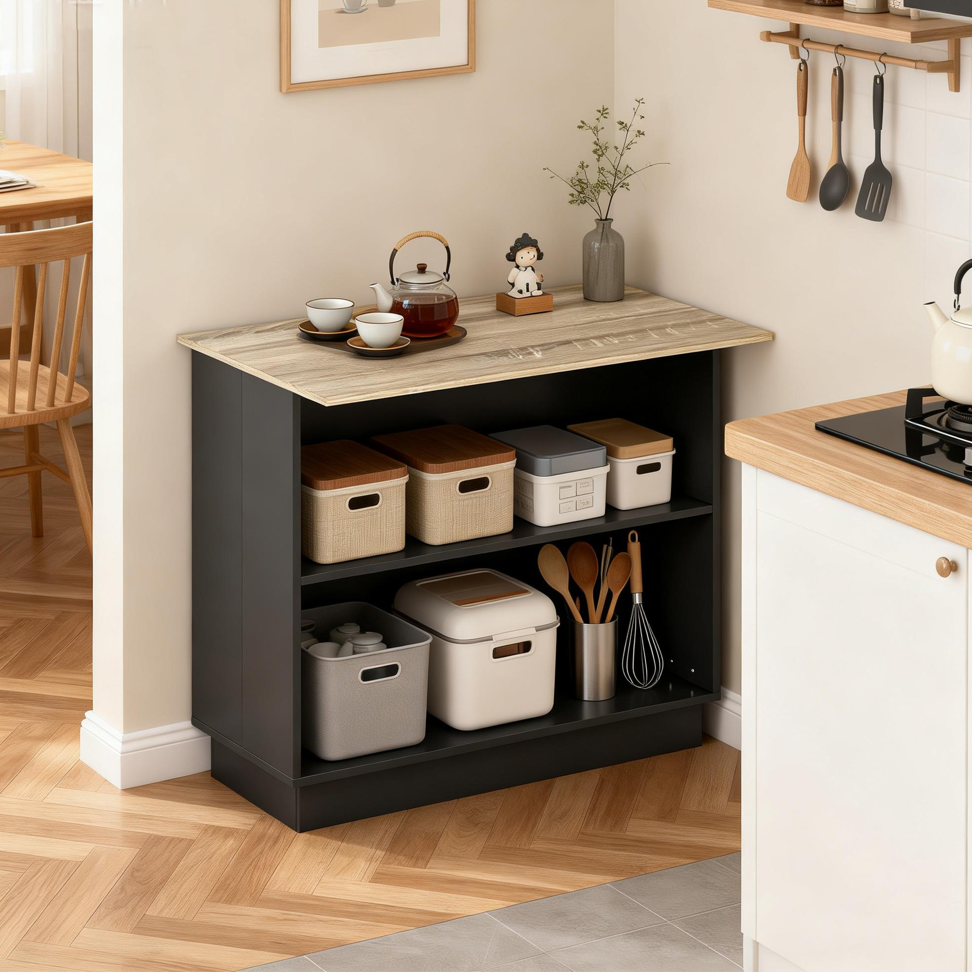  Insula Bucatarie 105×60 cm - Carucior Bar Multifunctional cu Sertar [8]