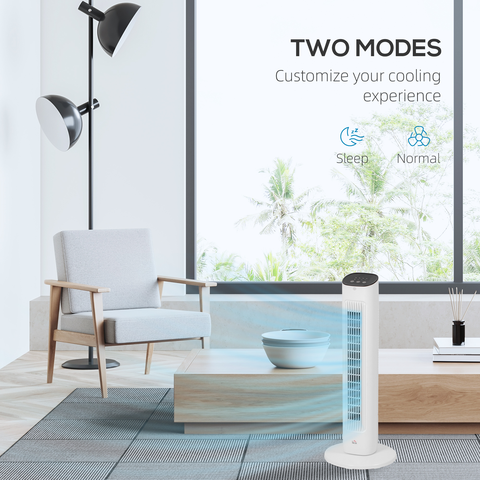 Ventilator turn  cu telecomanda, 3 viteze, mod de repaus, oscilatie, temporizator de 15 ore, afisaj LED, alb [4]