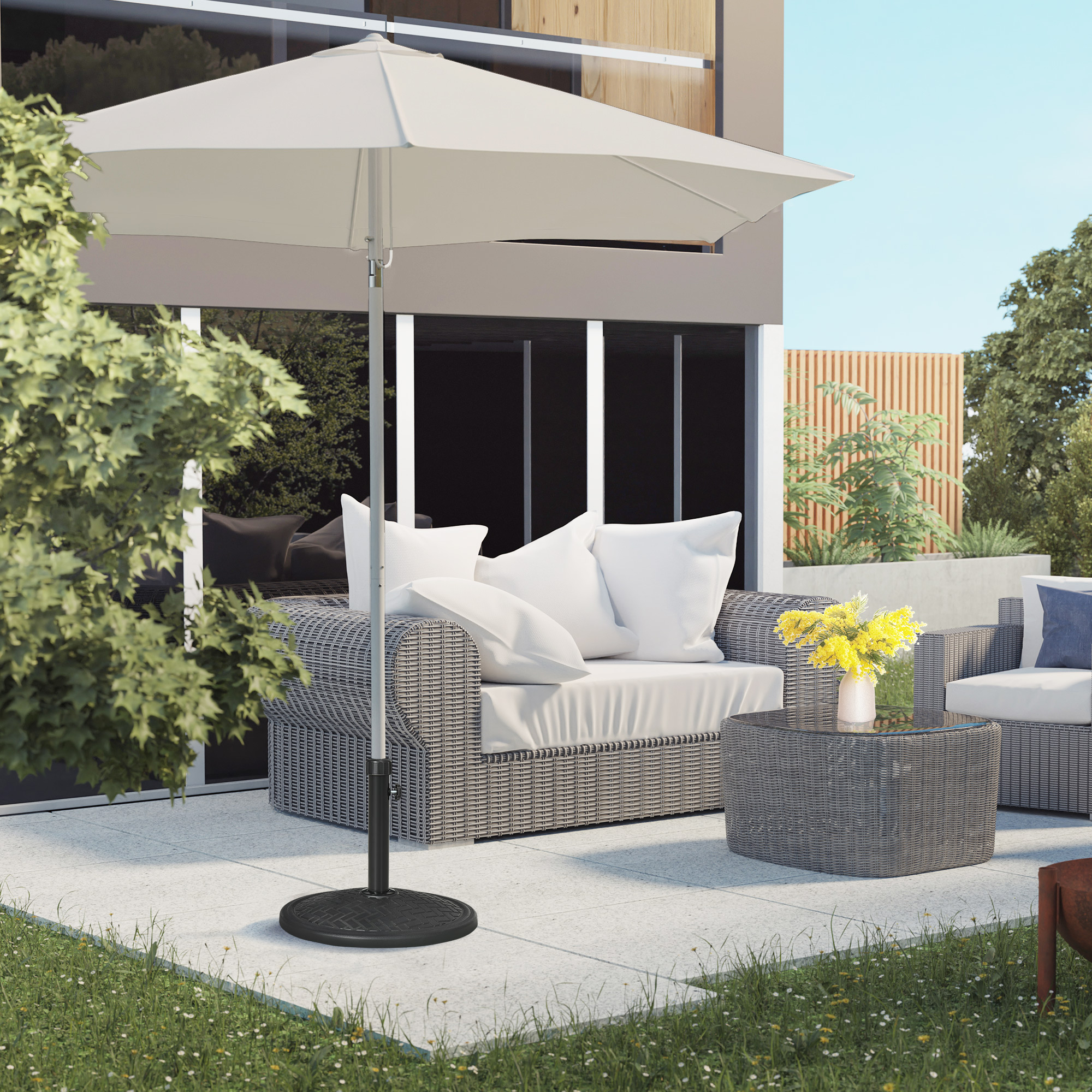  Baza pentru Umbrela cu Buton Reglabil, Ø46x34 cm, Negru [6]