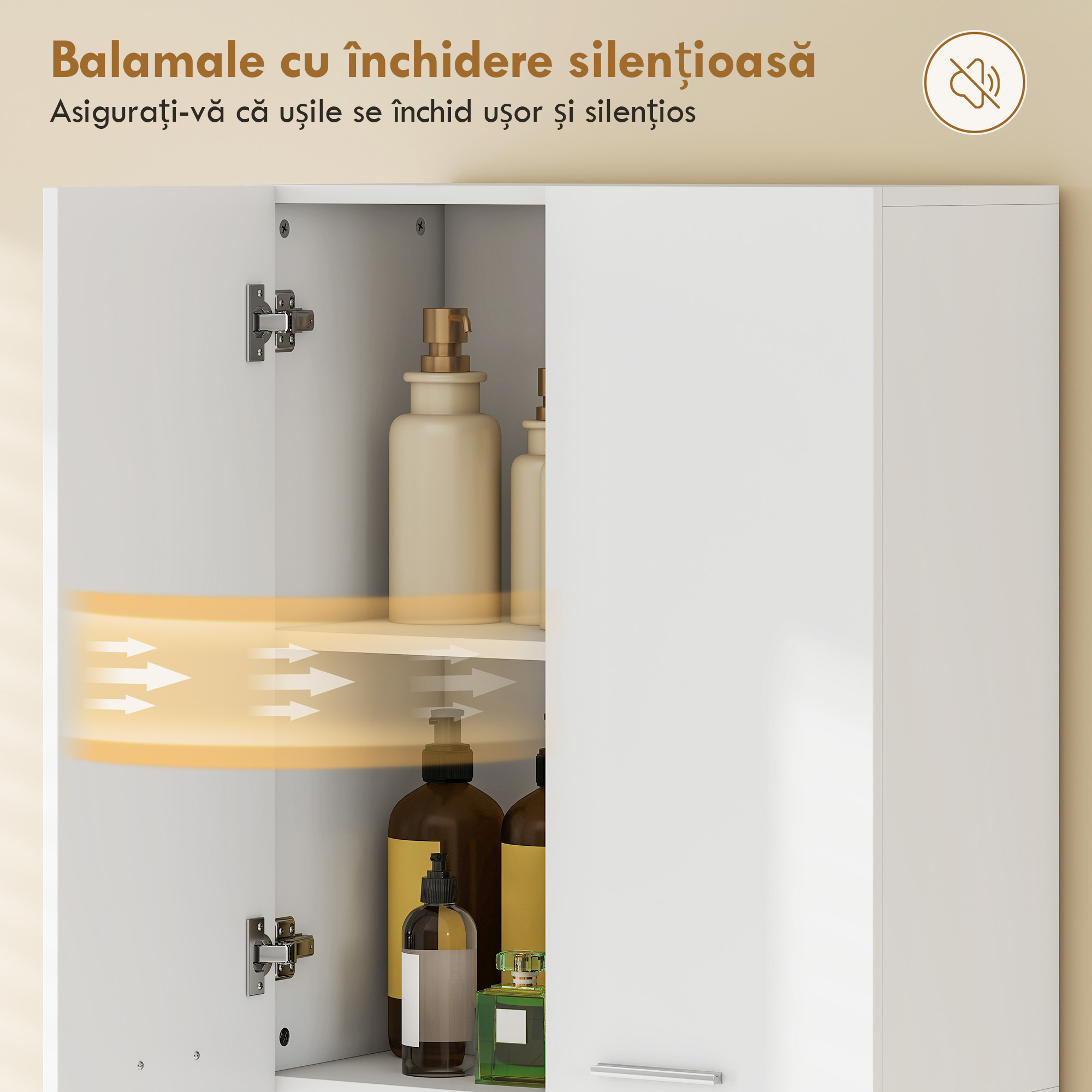  Dulap de Baie cu 2 Usi, Cos Rabatabil pentru Rufe si Raft Deschis, 60x30x174 cm, din Lemn, Alb [5]