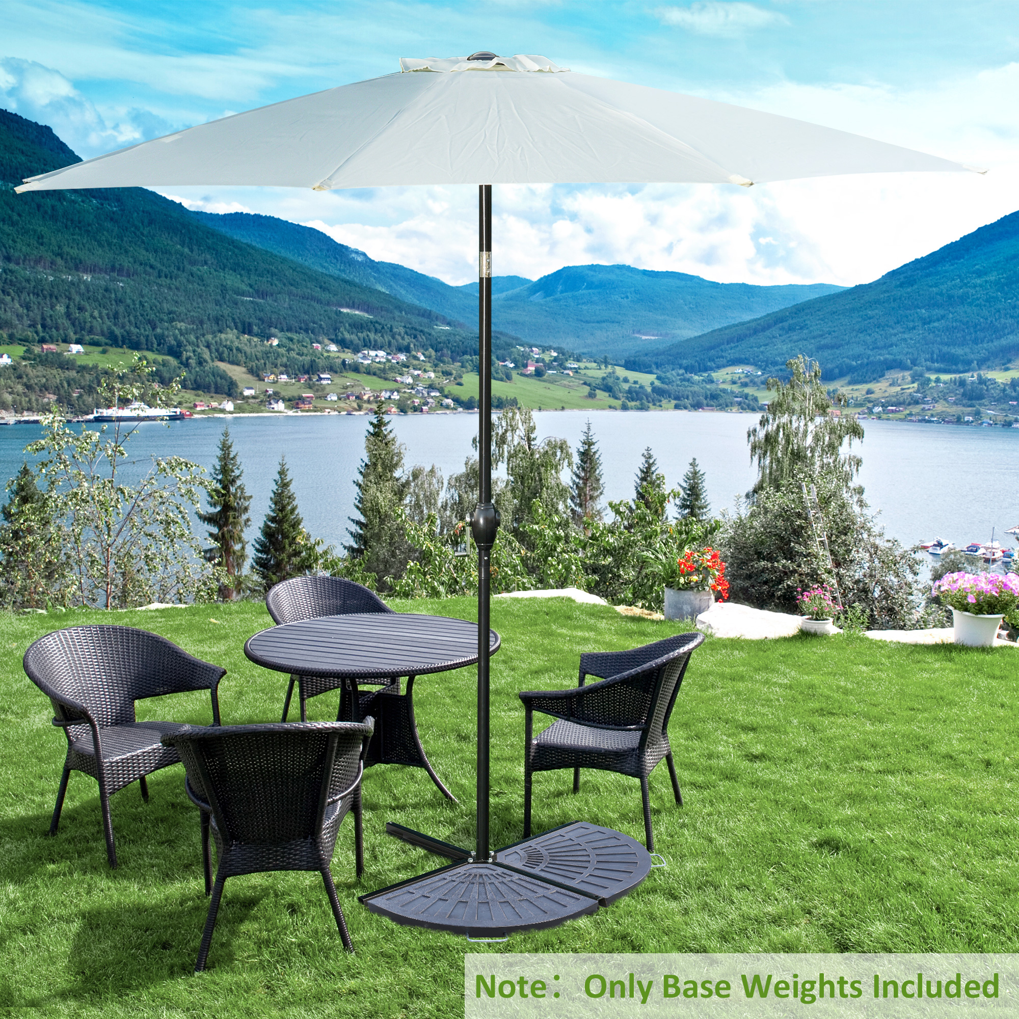  Set 2 Greutaţi pentru Umbrela de 28 kg cu Design in Evantai şi Maner, 66x47x4.2 cm, Bronz [1]