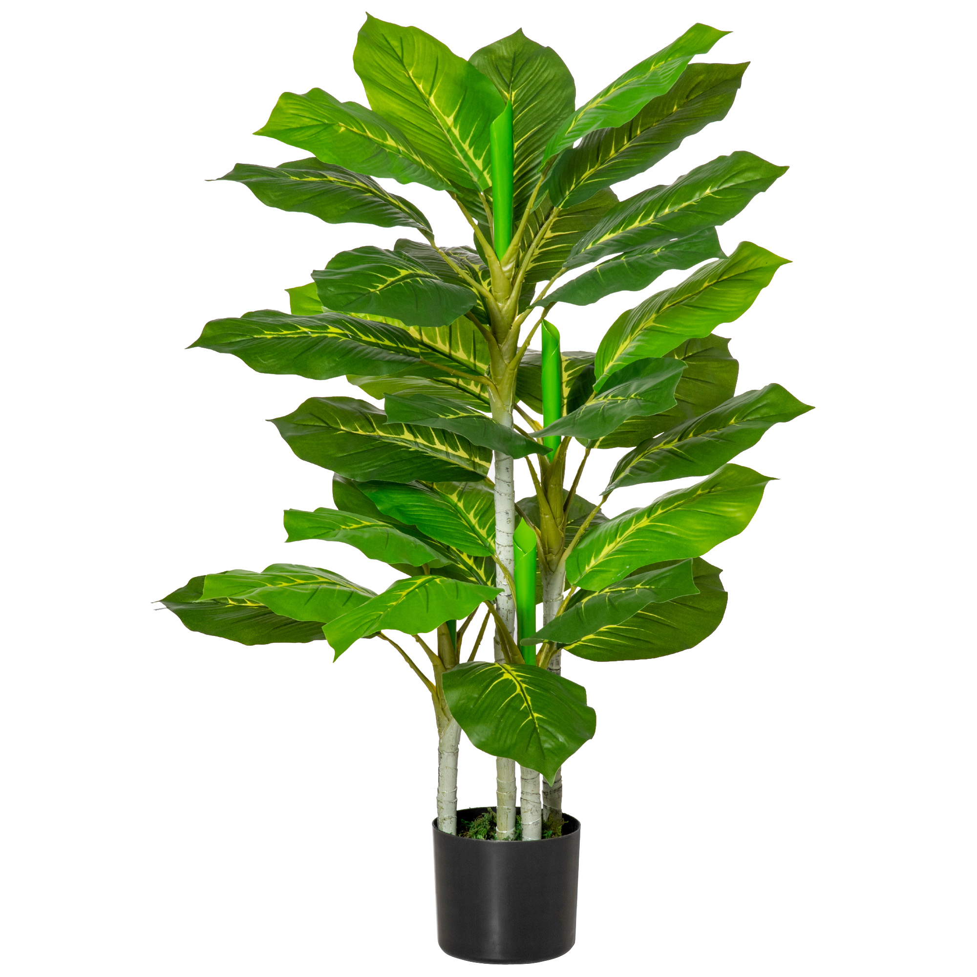 Living & hol -  Planta Artificiala cu 33 de Frunze pentru Uz Interior si Exterior cu Ghiveci, Planta Falsa in PEVA, PE si Ciment, 95 cm, Verde