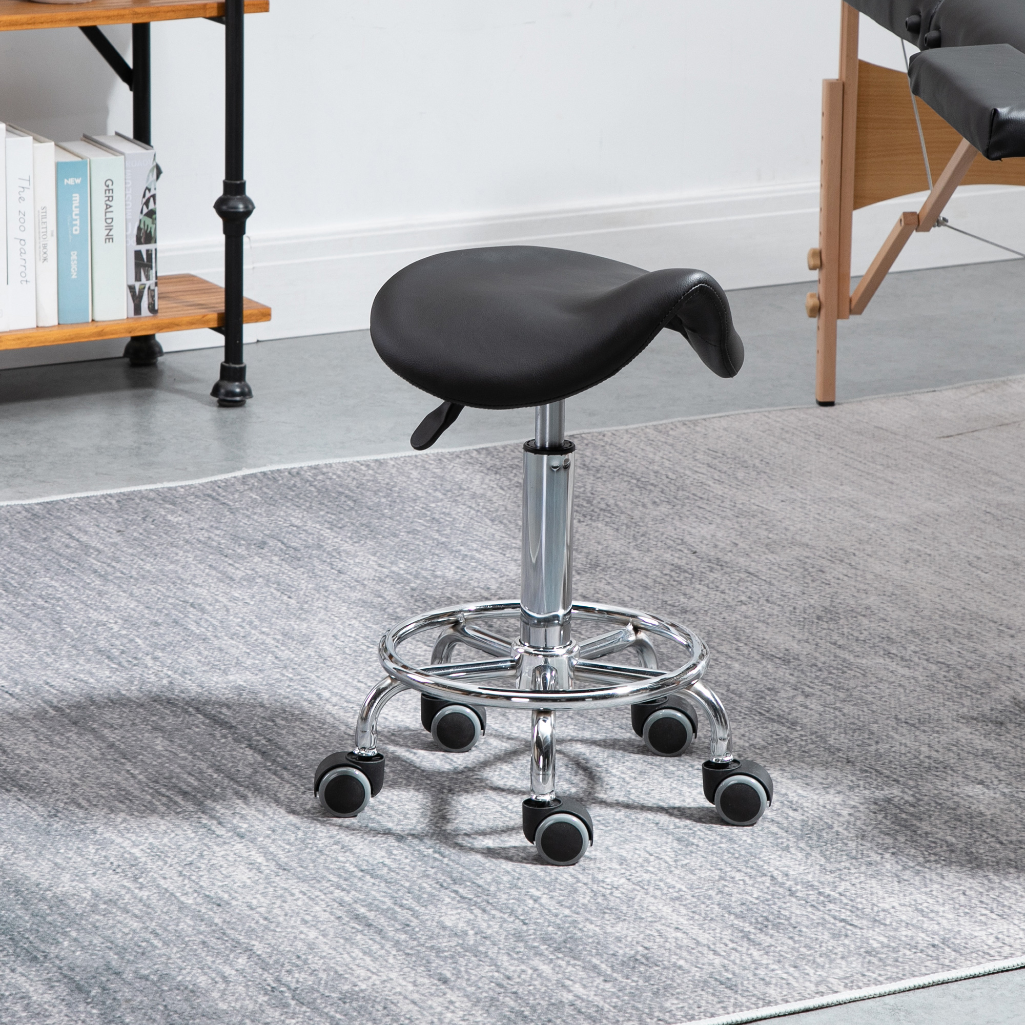  Scaun Ergonomic - Reglabil pe inaltime, Negru cu 5 Roti [8]