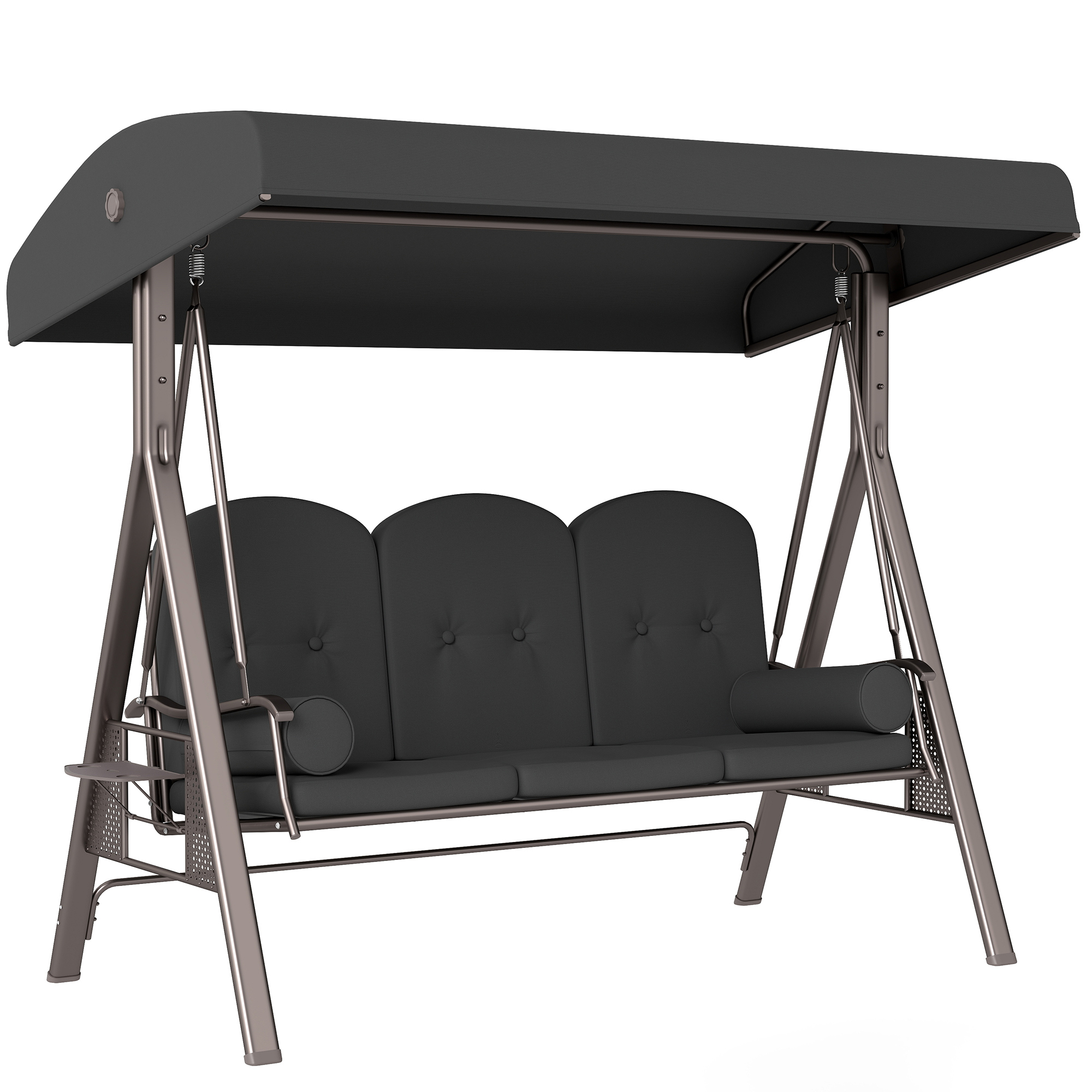 Gradina & balcon -  Leagan de Gradina pentru 3 Persoane, Banca Balansoar cu Copertina Reglabila si Perne, 120x208x172 cm, Gri