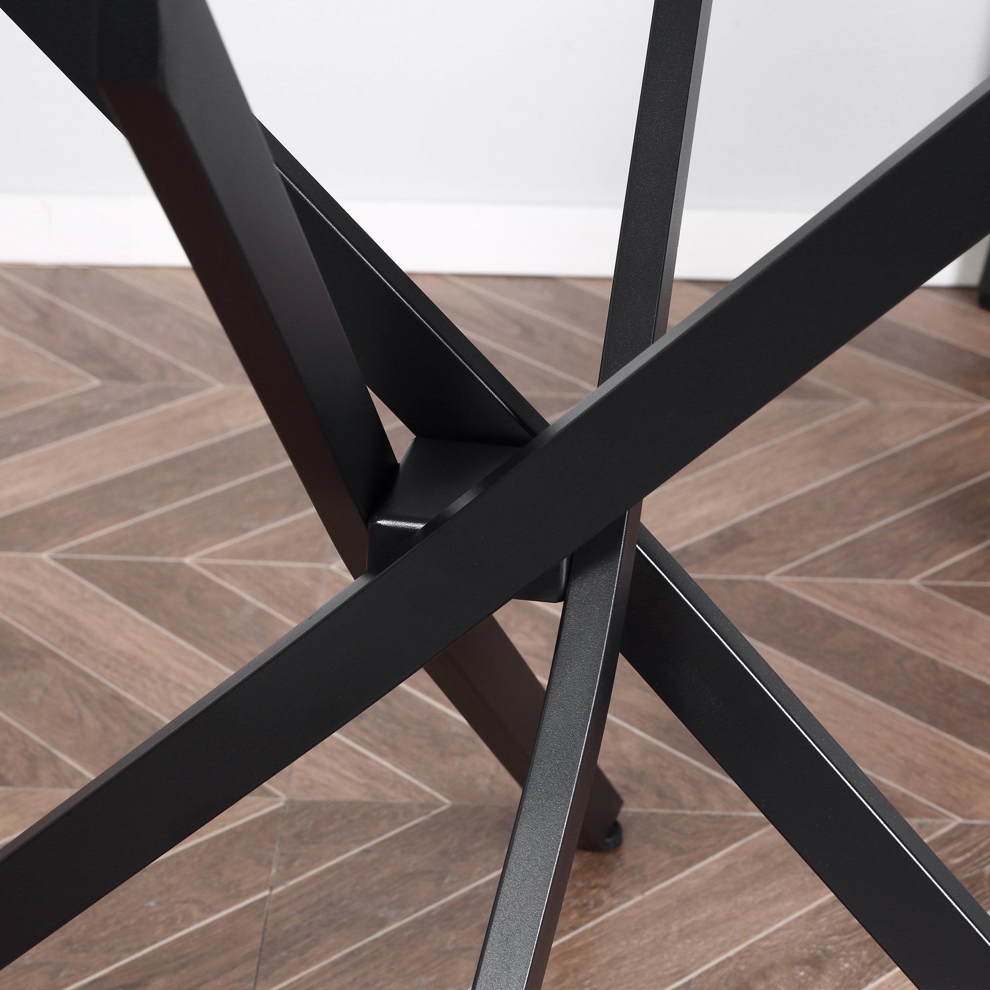  Masa Rotunda 80×80×75 cm - Sticla Eleganta & Picioare Metal [7]