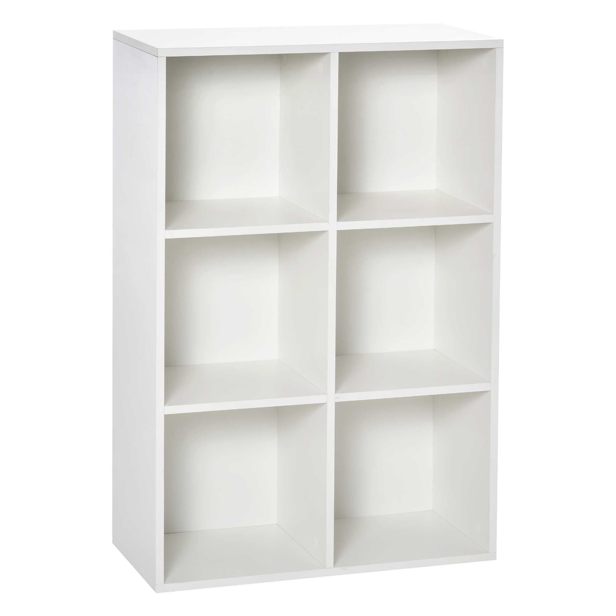Living & hol -  Biblioteca Moderna cu 6 Cuburi in Lemn, 65.5x30x97.5 cm, Alb