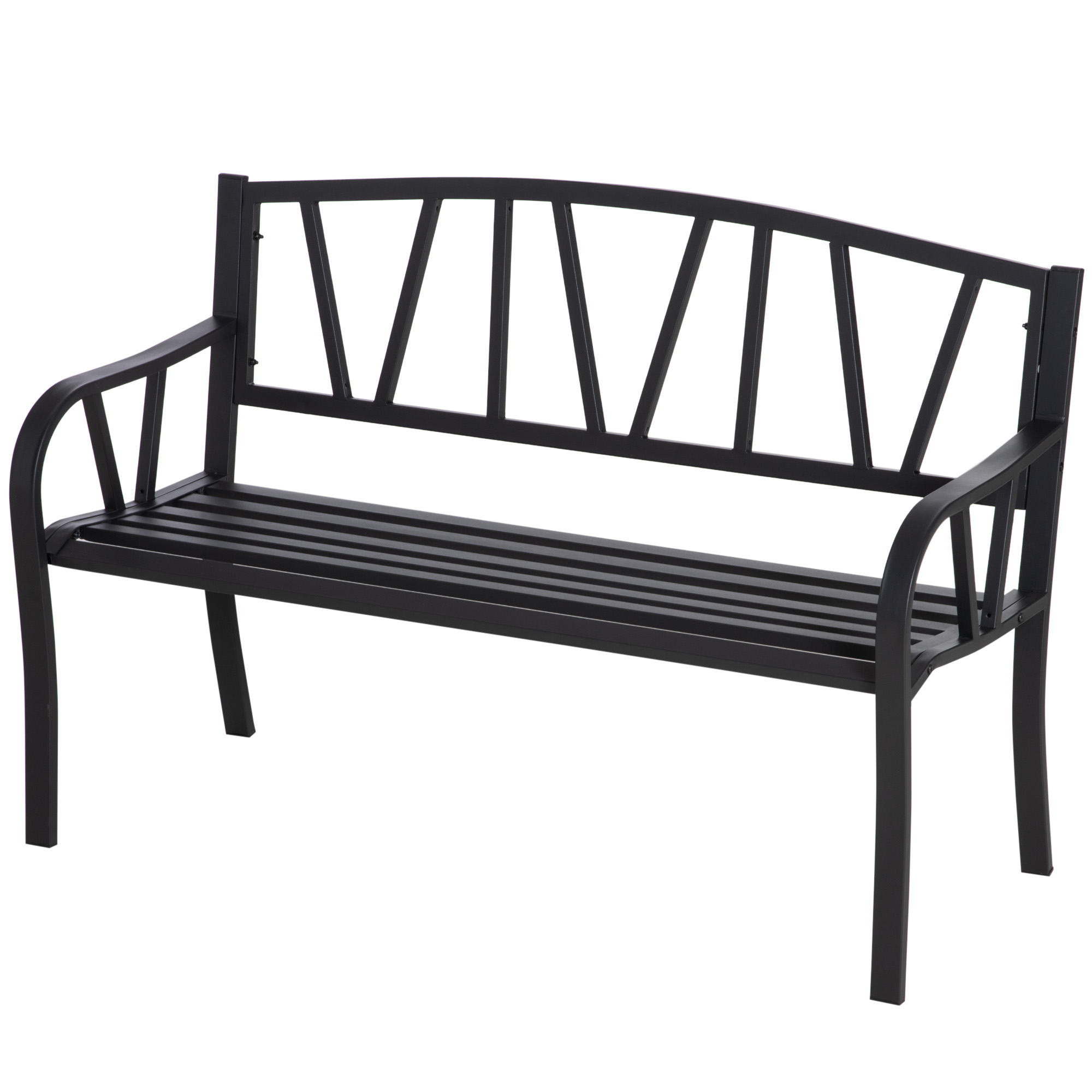 Gradina & balcon -  Banca de Gradina din Metal Negru cu 2 Locuri Banca de Exterior