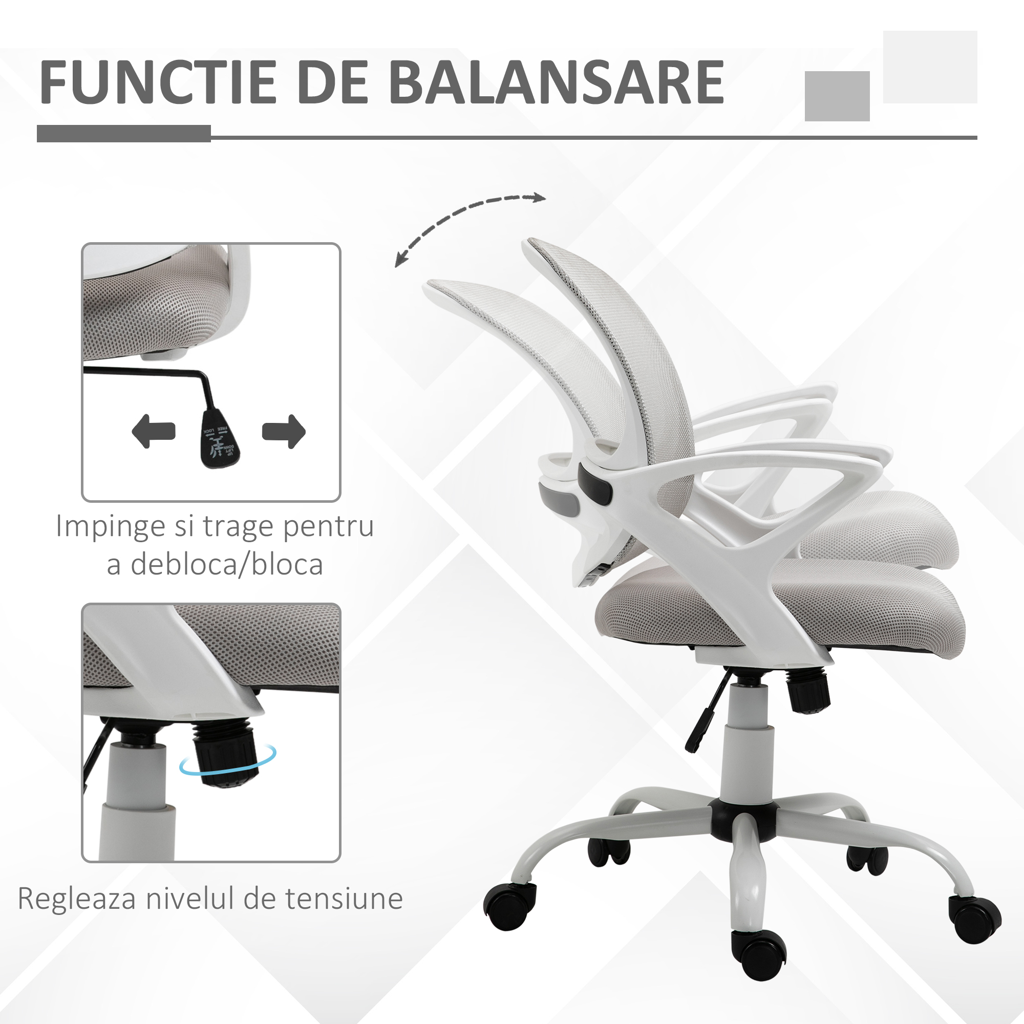  Scaun de Birou si pentru Masa de Lucru Ergonomic cu inaltime Ajustabila [3]