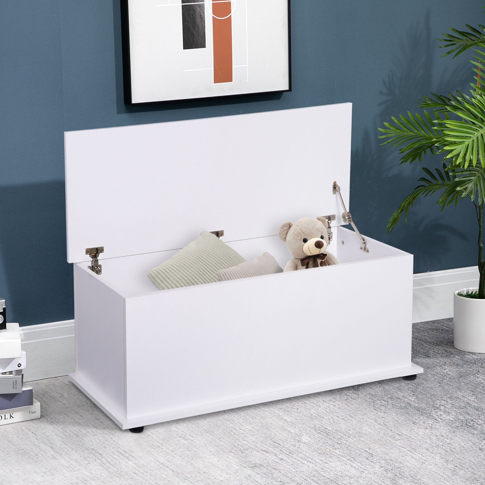  Cutie de Depozitare din Lemn, Moderna si Multifunctionala, pentru Camera, Intrare, Alb [1]