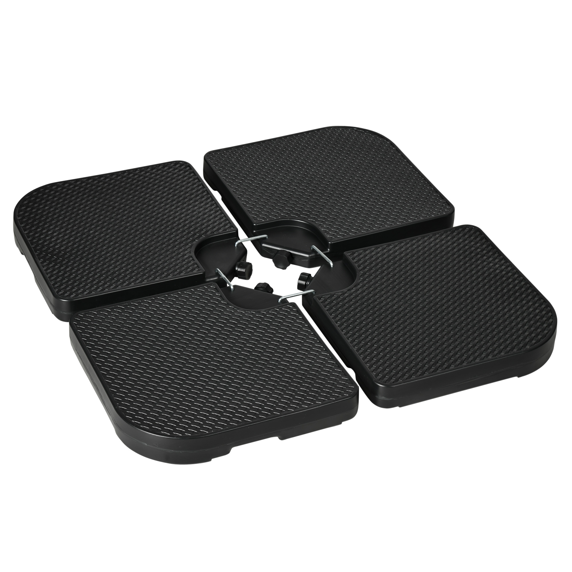 Umbrele - Baza  pentru Umbrela Set 4 Bucati Stivuibile cu Manere Integrate, in HDPE, 100x100x8 cm, Negru