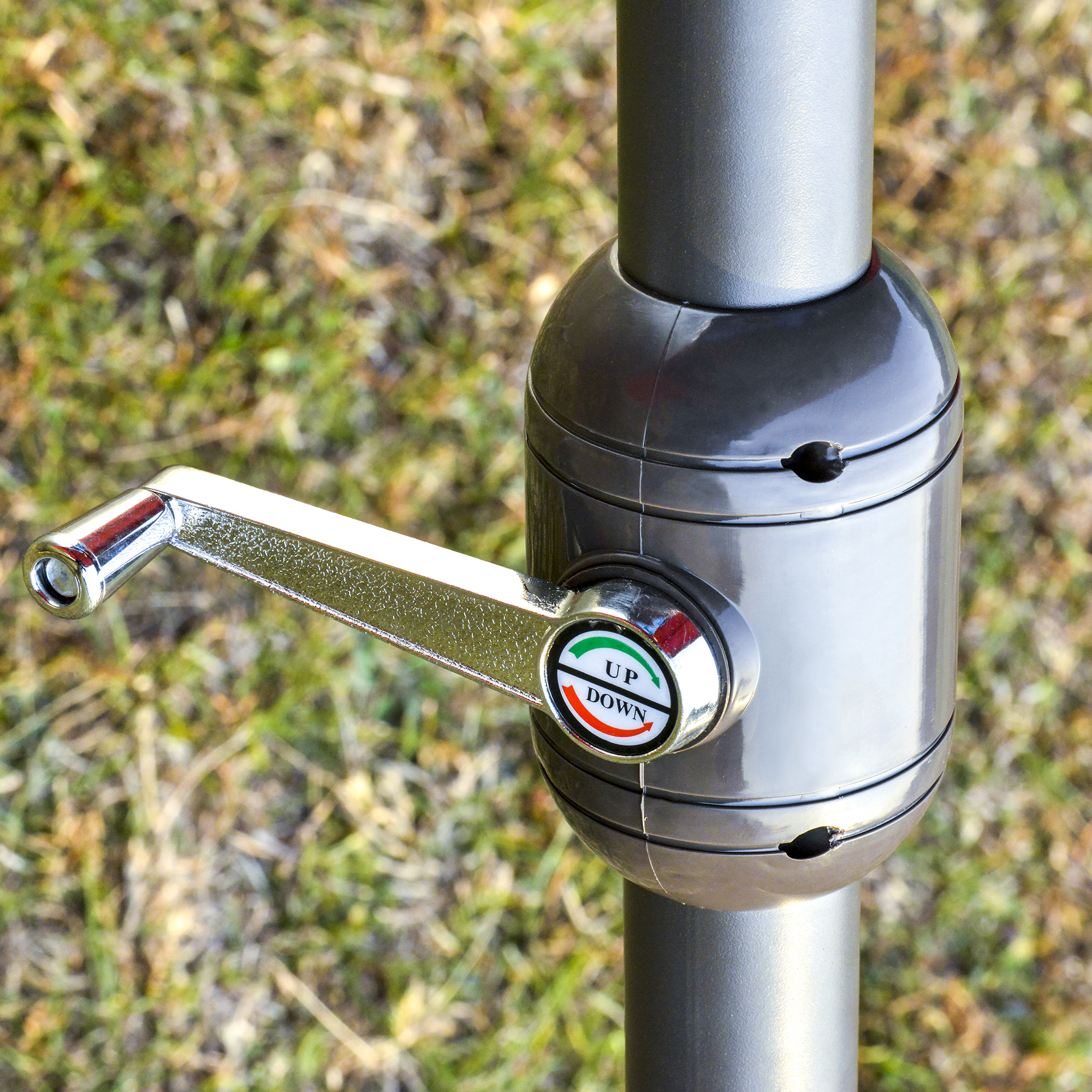  Umbrela Dubla cu 12 Spite, Baza in Cruce si Manivela, din Otel si Poliester, 455x265x238 cm, Bej [7]