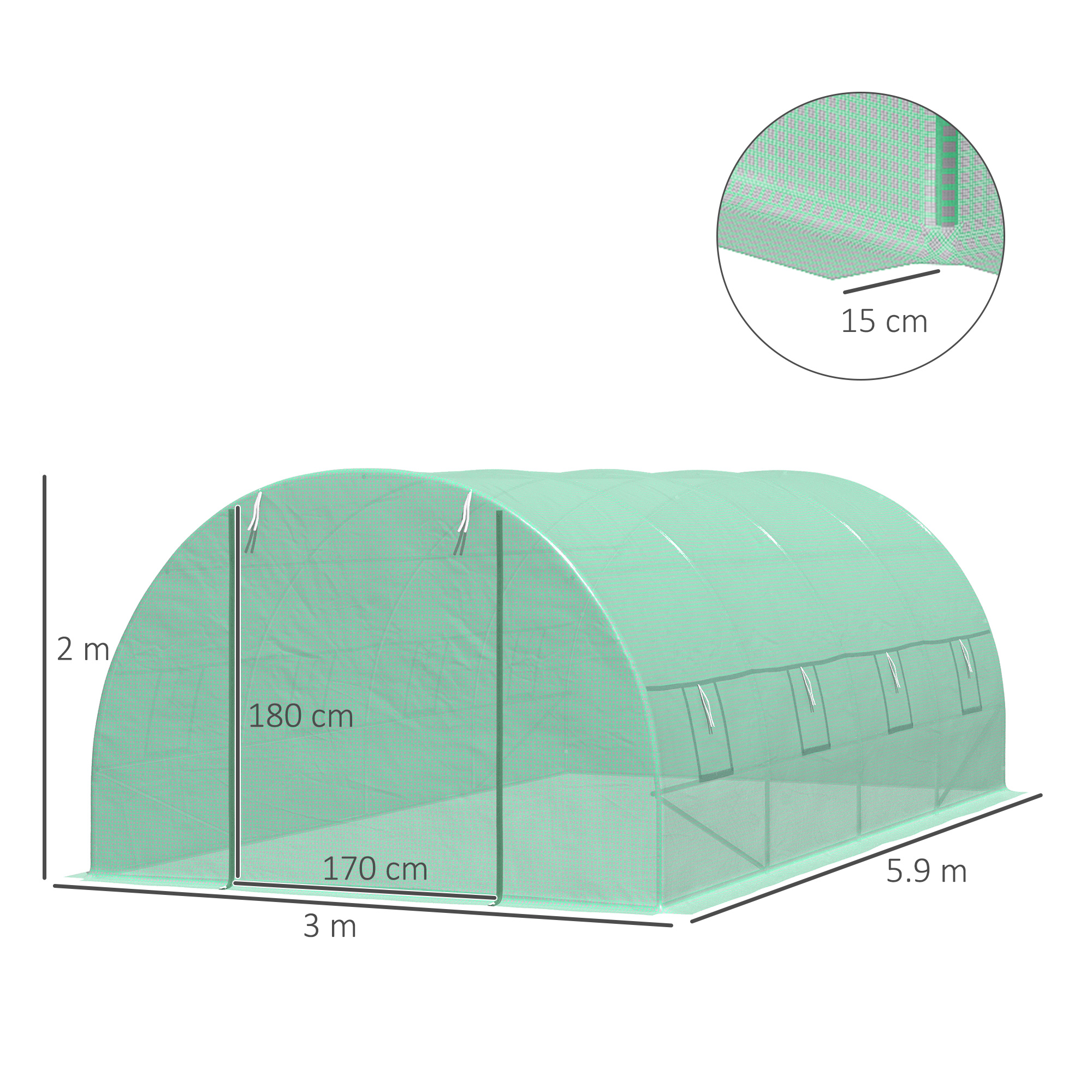  Sera Tip Tunel pentru Plante, Verde, 6x3x2 m [2]