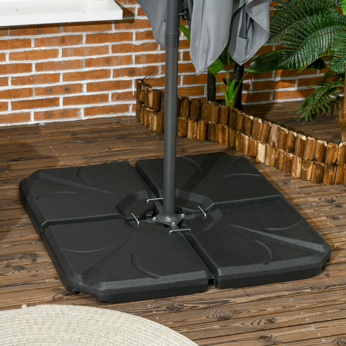  4 bucati baza de umbrela din plastic HDPE, umpluta cu apa si nisip pana la 18 kg, 103x103x8,3 cm, negru [2]