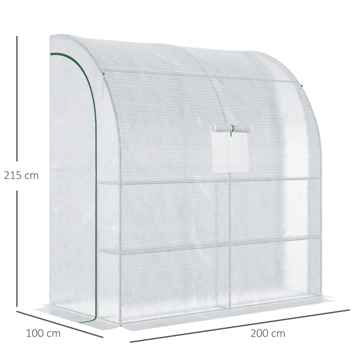 7' x 3' x 7' Outdoor Walk-In Greenhouse, Plant Nursery with Roll-up Windows, PE Cover, and 3 Wire Shelves, White [3]