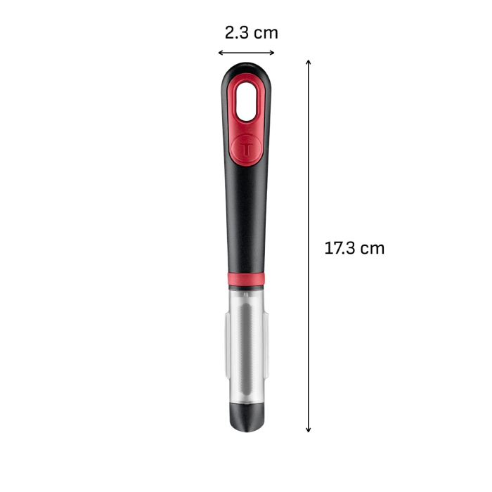 Accesoriu pentru decojit legume si fructe Tefal Ingenio K1994034, lama zimtata, inox, capac de protectie, negru & rosu [11]