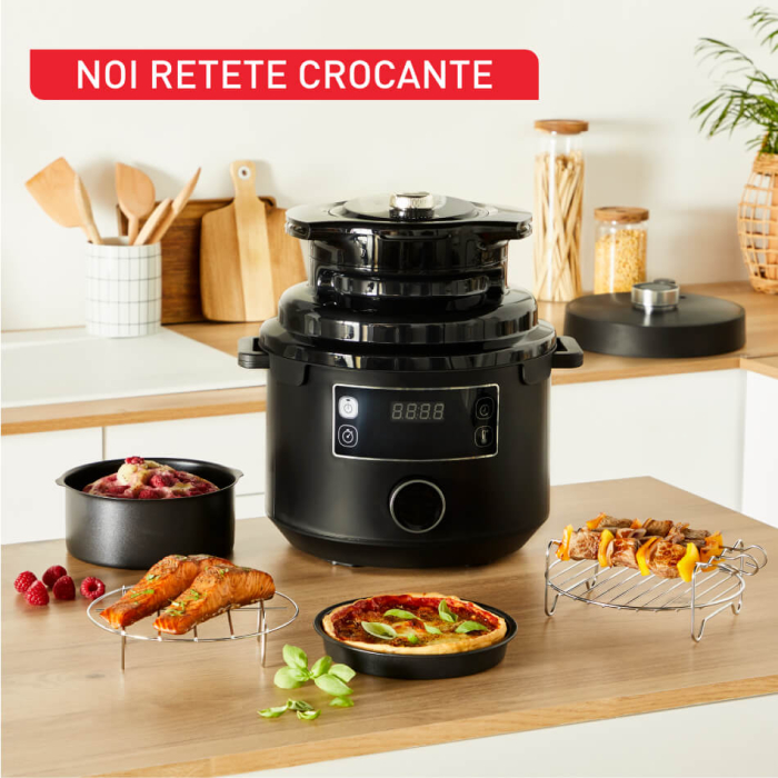 Accesoriu pentru gatire cu aer cald Tefal Turbo Crisp LF101810, 4 programe, temperatura ajustabila, ecran LED, compatibil cu multicooker Turbo Cuis [6]