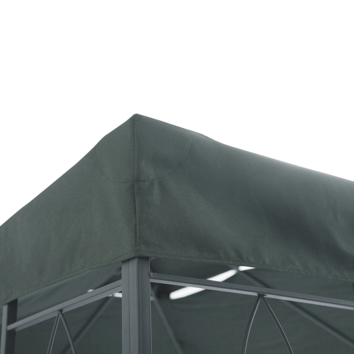  Acoperire pentru Gazebo 4x3 m cu 2 Niveluri din Poliester cu Curele si 10 Orificii de Drenaj, Gri Antracit [8]
