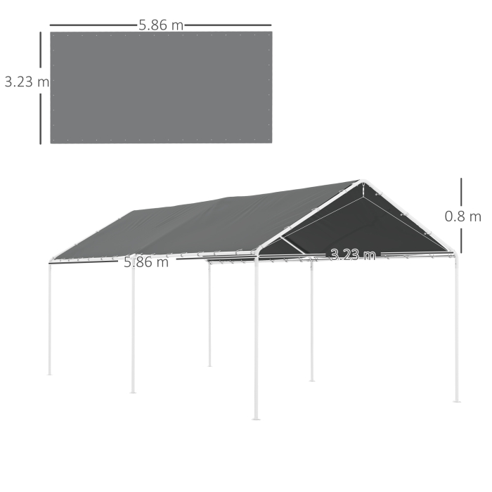 Acoperis de Carport 10 x 20ft, Prelata Rezistenta la UV cu Corzi Elastice, Gri inchis [3]