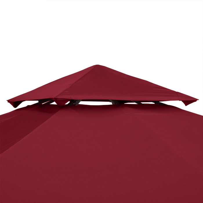 Acoperis de Rezerva pentru Foisor 3x3 m pe Doua Niveluri si Anti-UV din Poliester cu Ventilatie, Rosu [9]