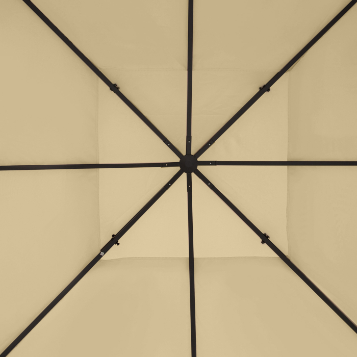  Acoperis de Rezerva pentru Pavilion 4x3 m din Poliester Anti-UV cu Structura in 2 Nivele, Crem [8]