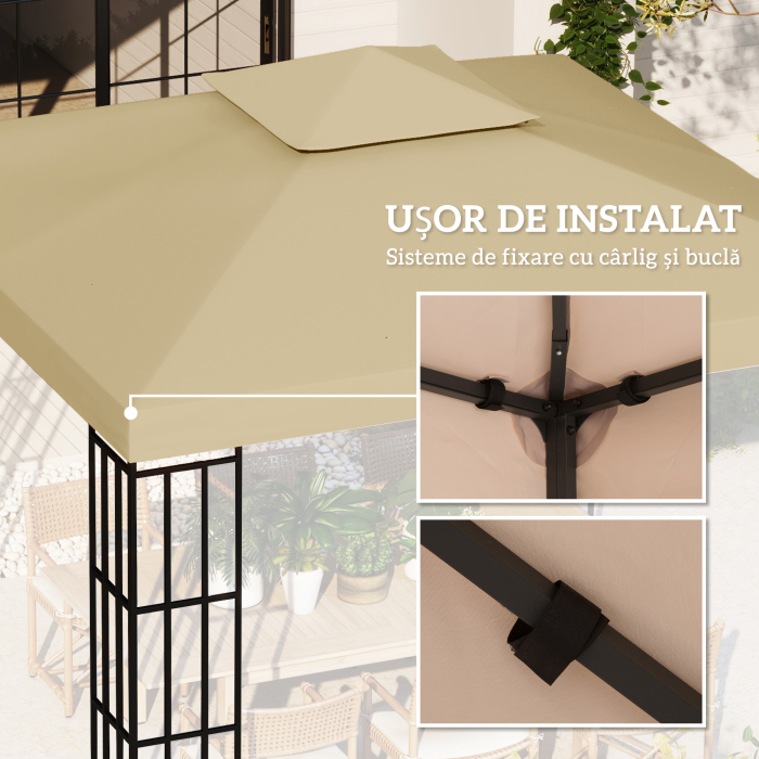  Acoperis de Rezerva pentru pavilion de Gradina Panza de Rezerva pentru pavilion tonel Tenda 3 x 3 m Bej [5]