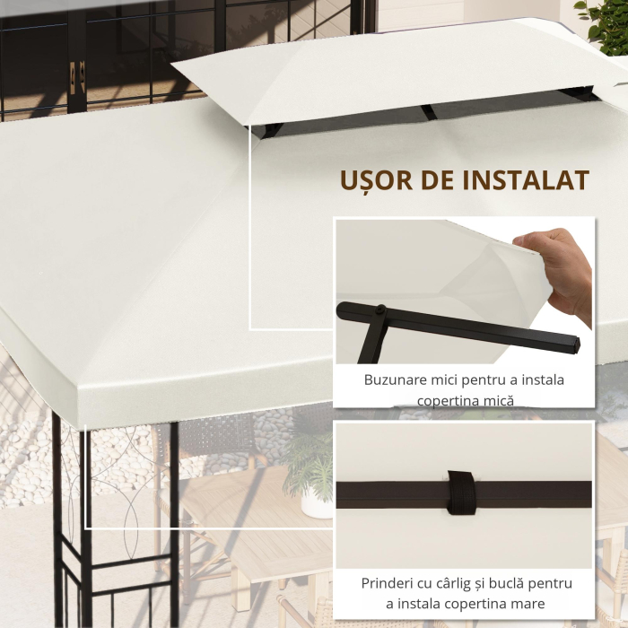  Acoperis de Schimb Impermeabil pentru Gazebo pentru Gradina Dublu Strat 3x4m [5]