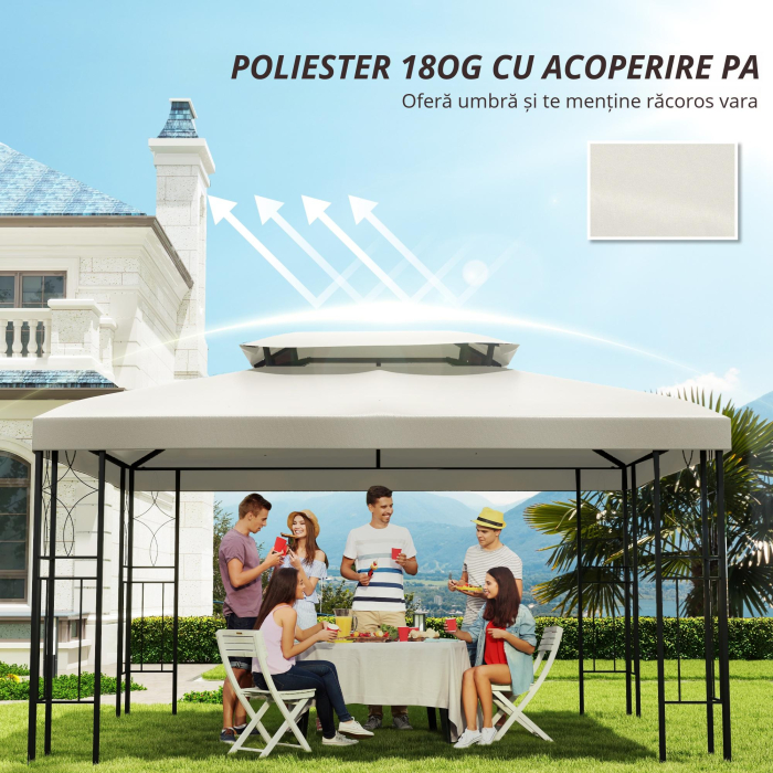  Acoperis de Schimb Impermeabil pentru Gazebo pentru Gradina Dublu Strat 3x4m [4]