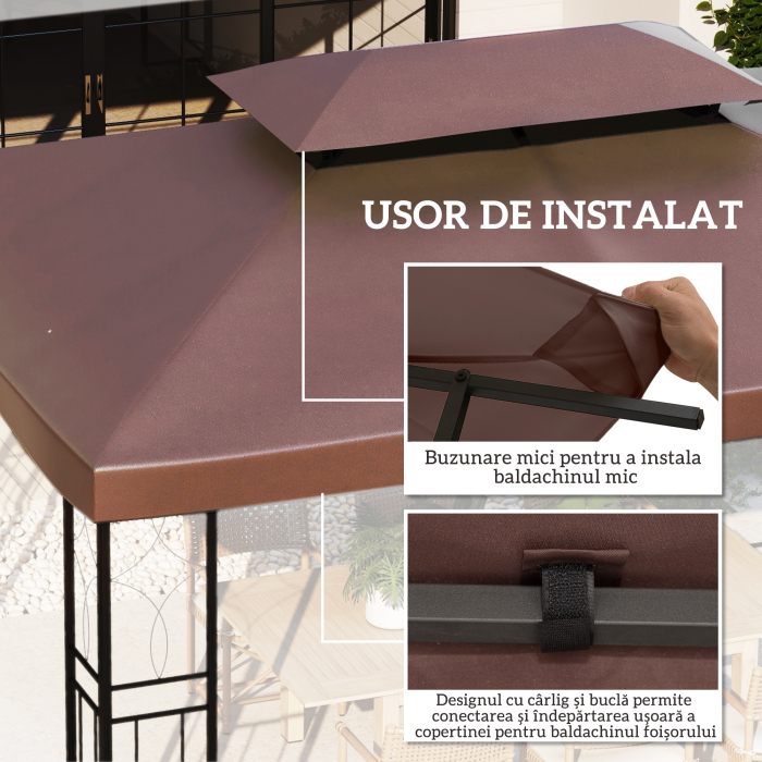  Acoperis de Schimb pentru Gazebo de Gradina, Impermeabil, Dublu Strat, 3x4 m [5]
