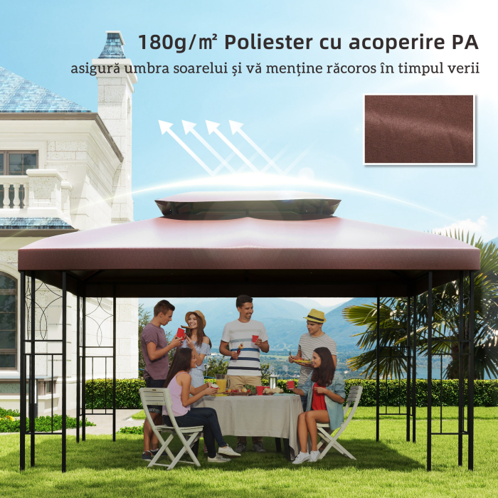  Acoperis de Schimb pentru Gazebo de Gradina, Impermeabil, Dublu Strat, 3x4 m [7]