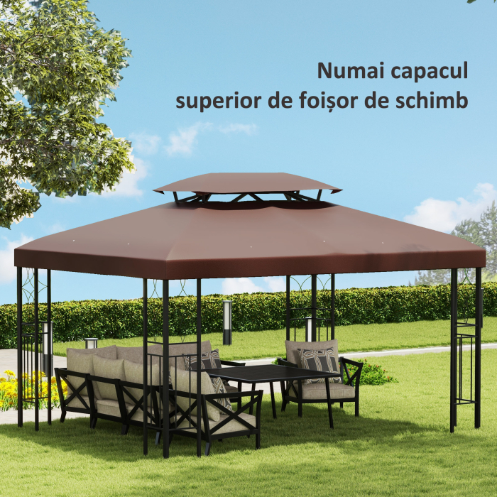  Acoperis de Schimb pentru Gazebo de Gradina, Impermeabil, Dublu Strat, 3x4 m [8]