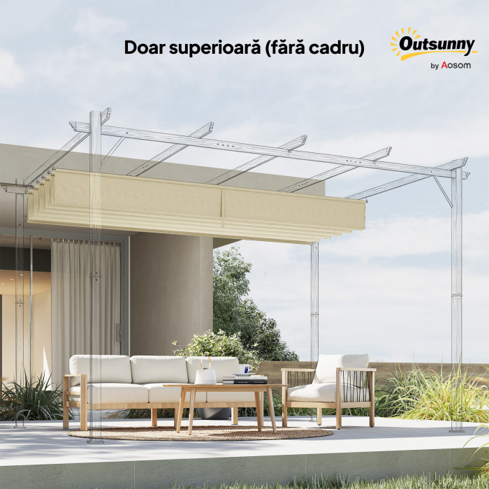  Acoperis de schimb pentru pergola sau foisor de gradina 3x4 m din poliester, crem [9]